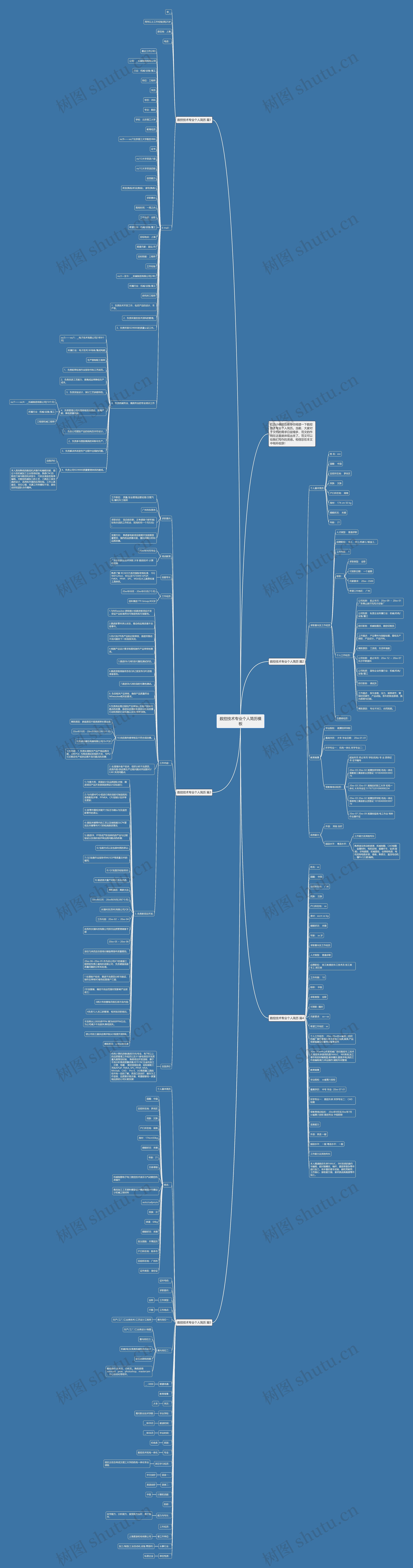 数控技术专业个人简历思维导图