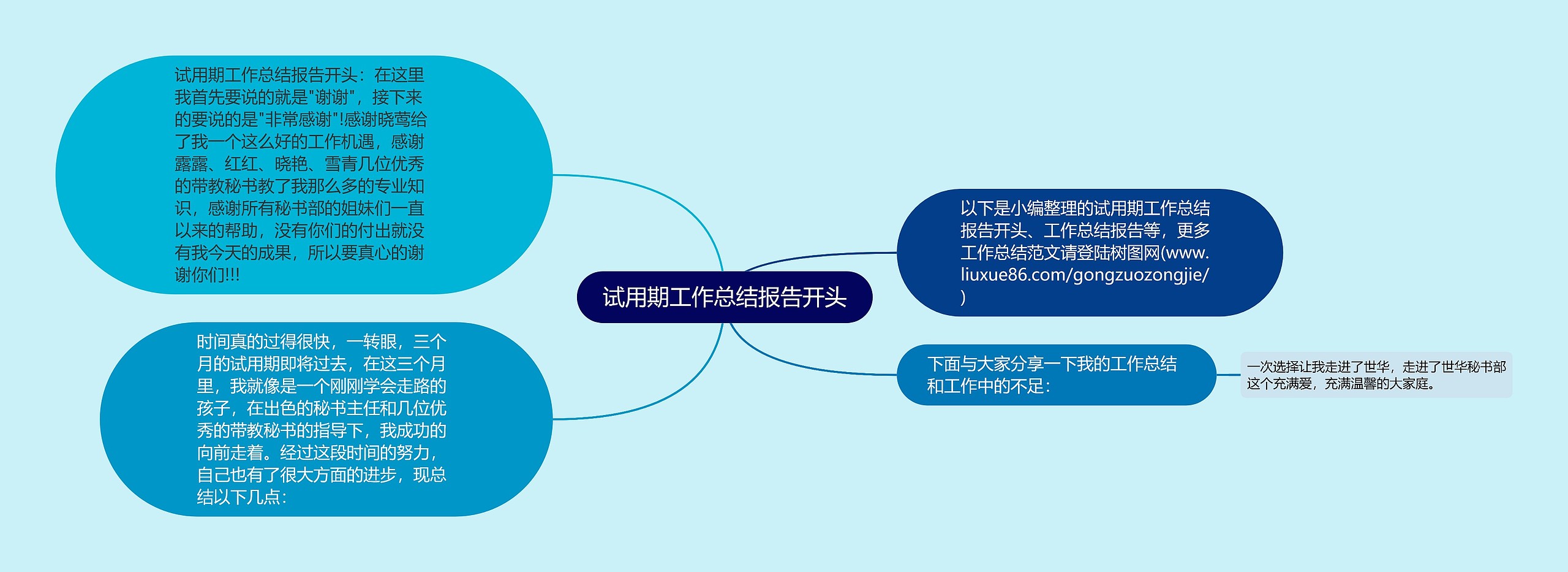 试用期工作总结报告开头思维导图