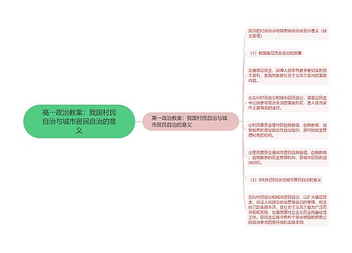 高一政治教案：我国村民自治与城市居民自治的意义