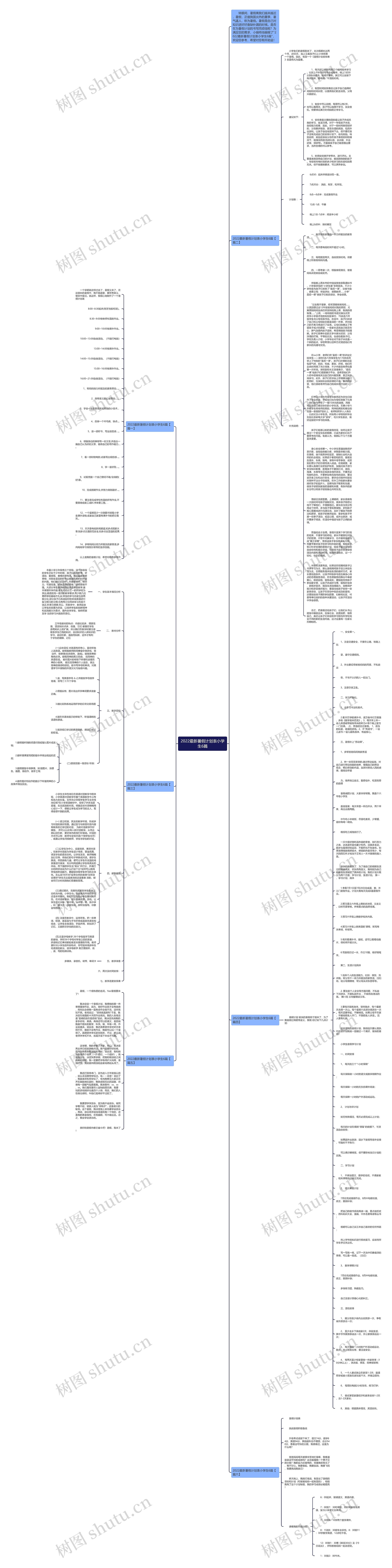 2022最新暑假计划表小学生6篇思维导图