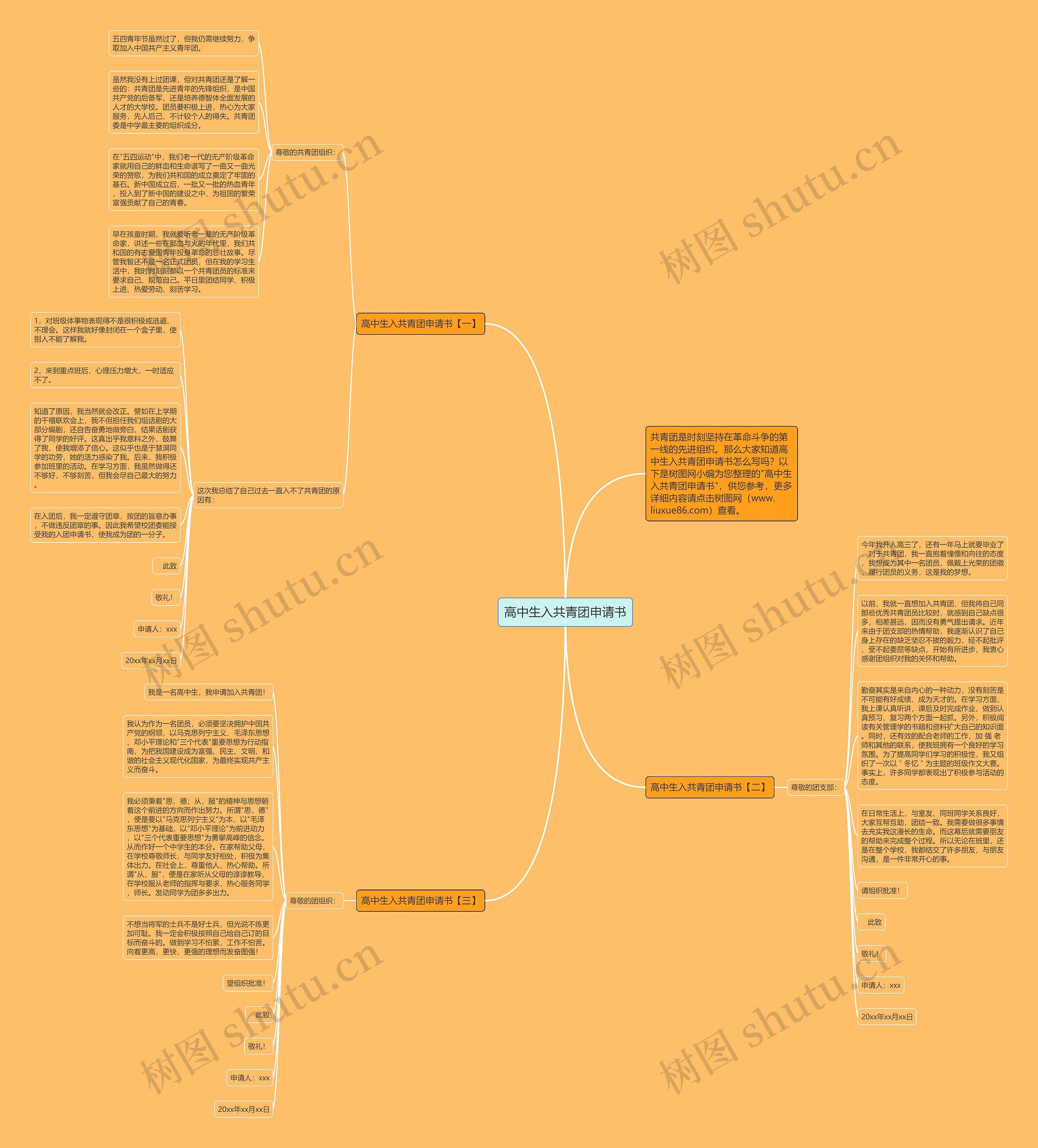 高中生入共青团申请书思维导图