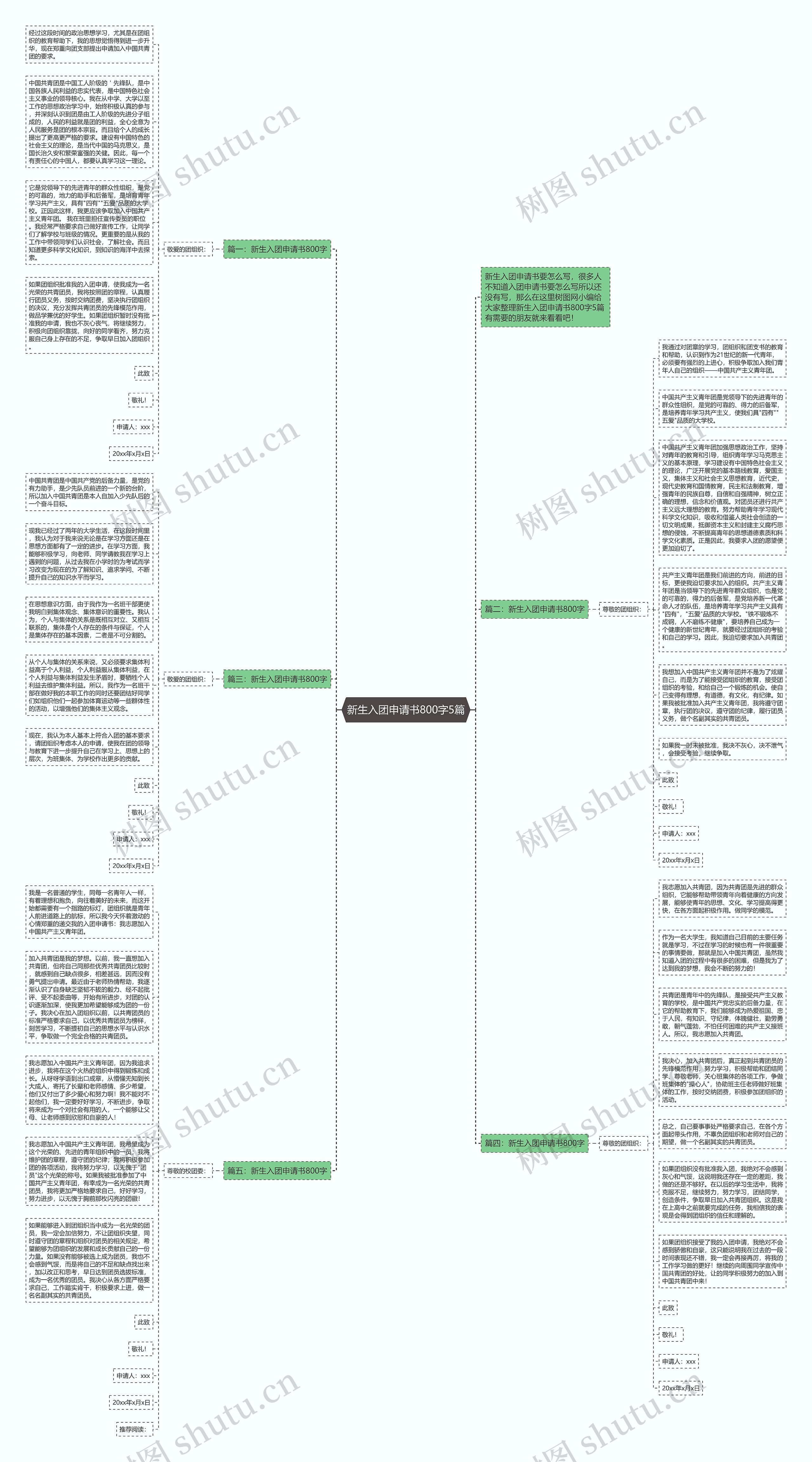 新生入团申请书800字5篇思维导图