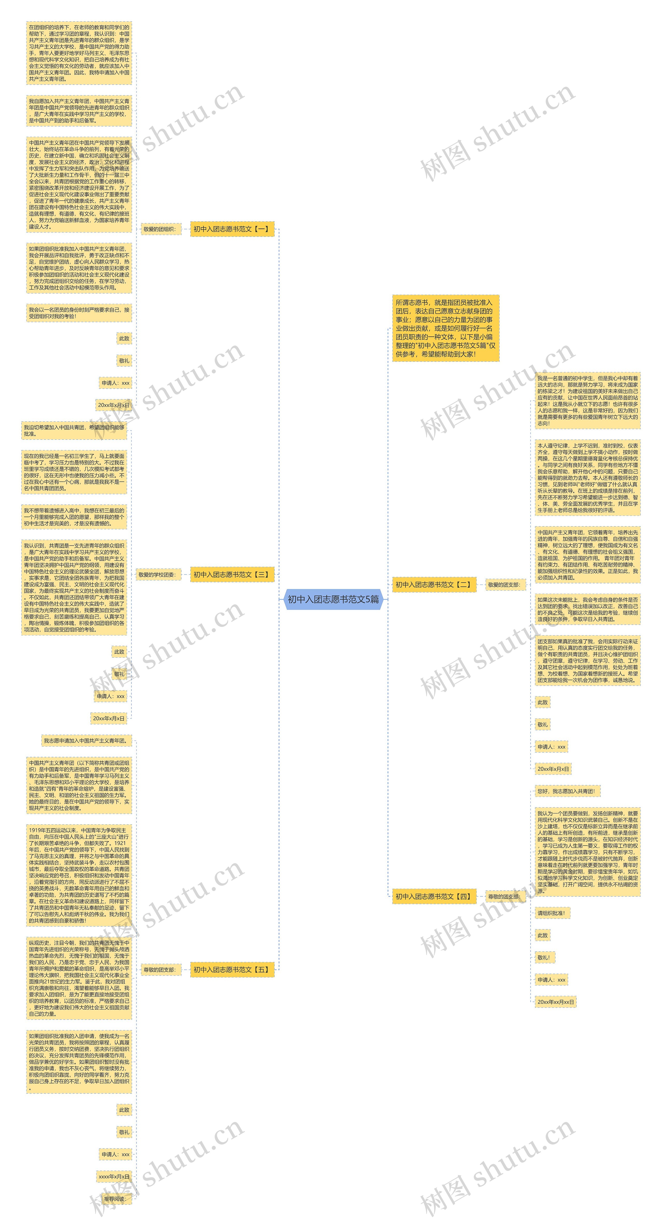 初中入团志愿书范文5篇思维导图