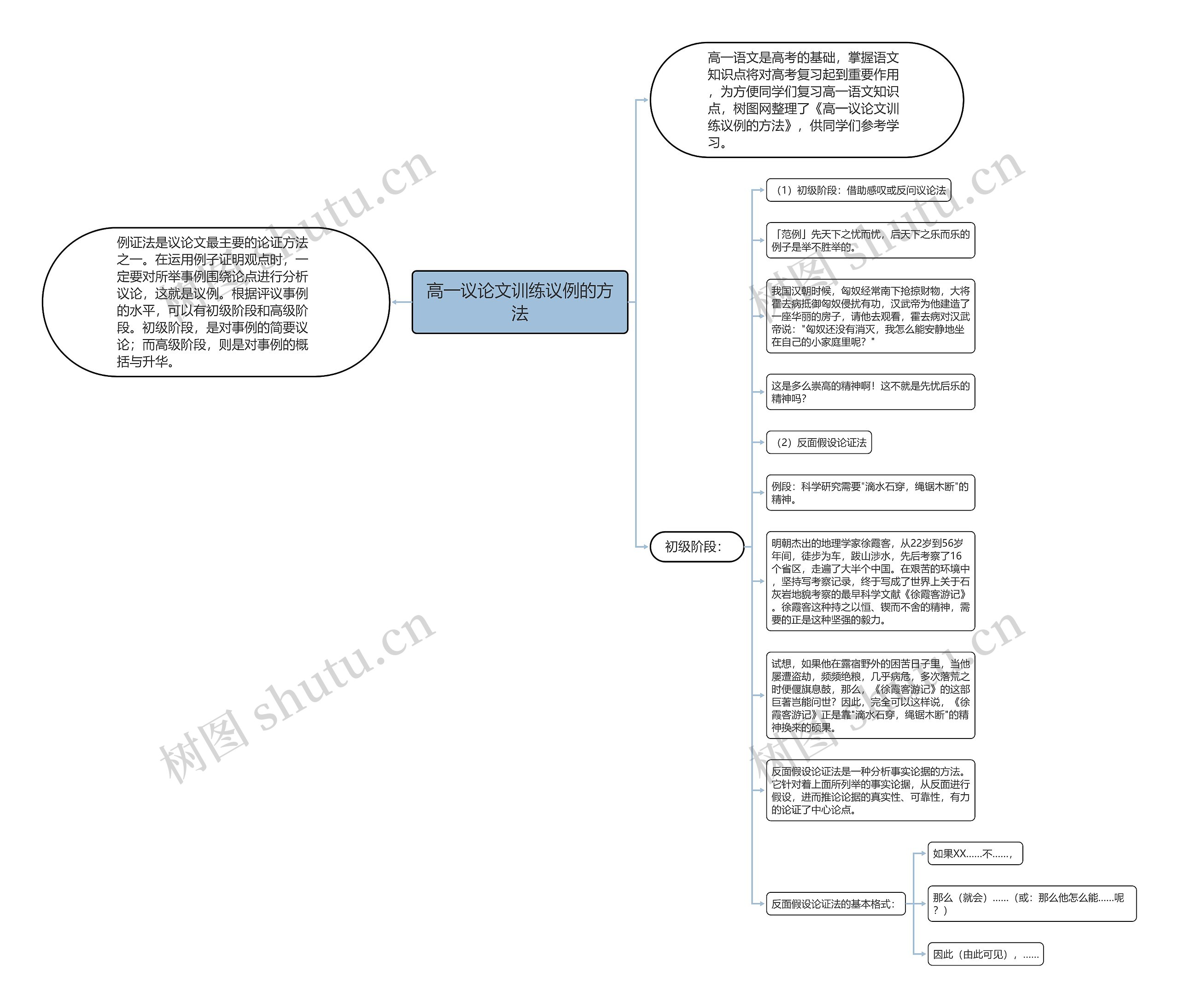 高一议论文训练议例的方法思维导图