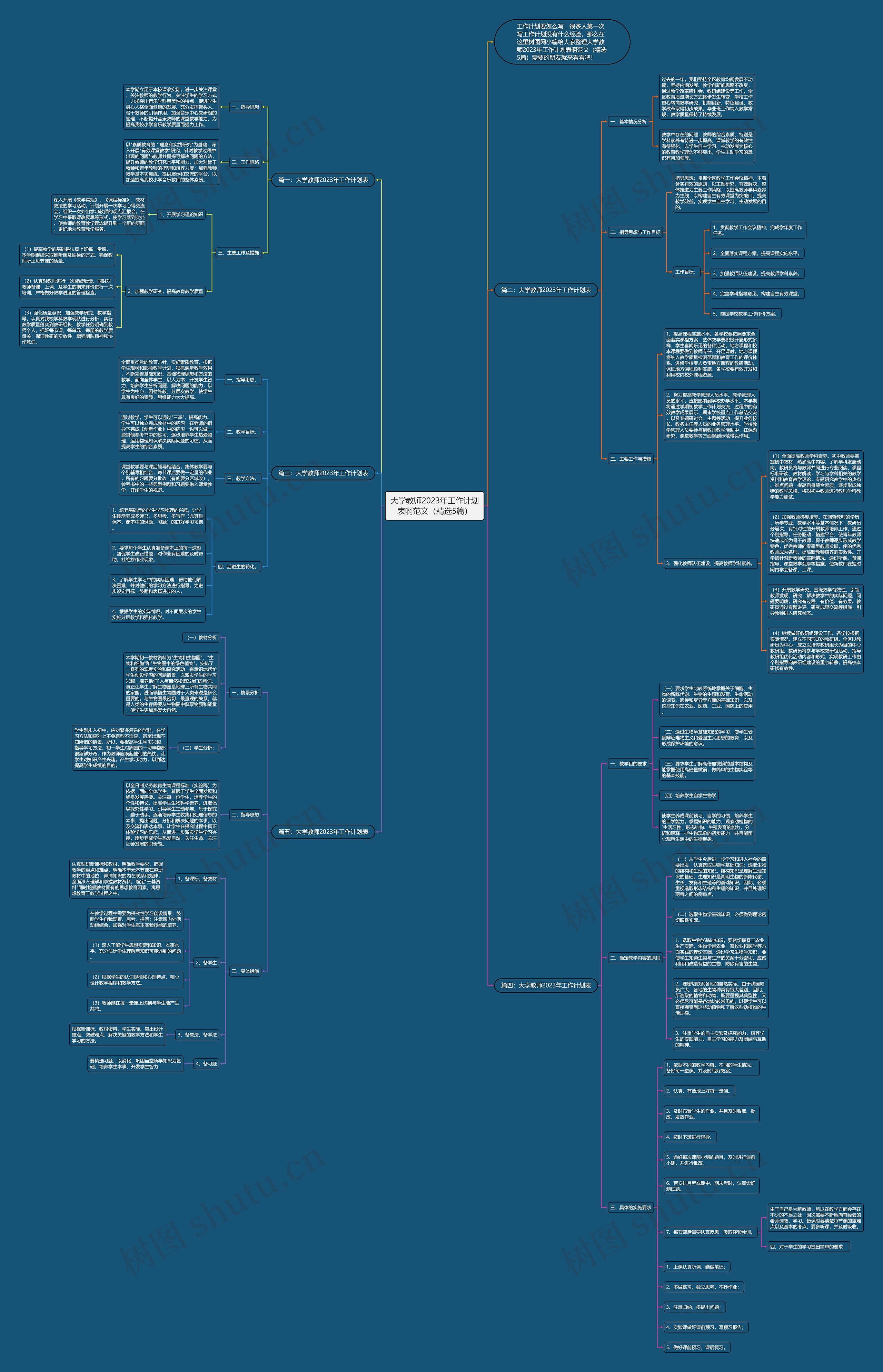 大学教师2023年工作计划表啊范文（精选5篇）思维导图