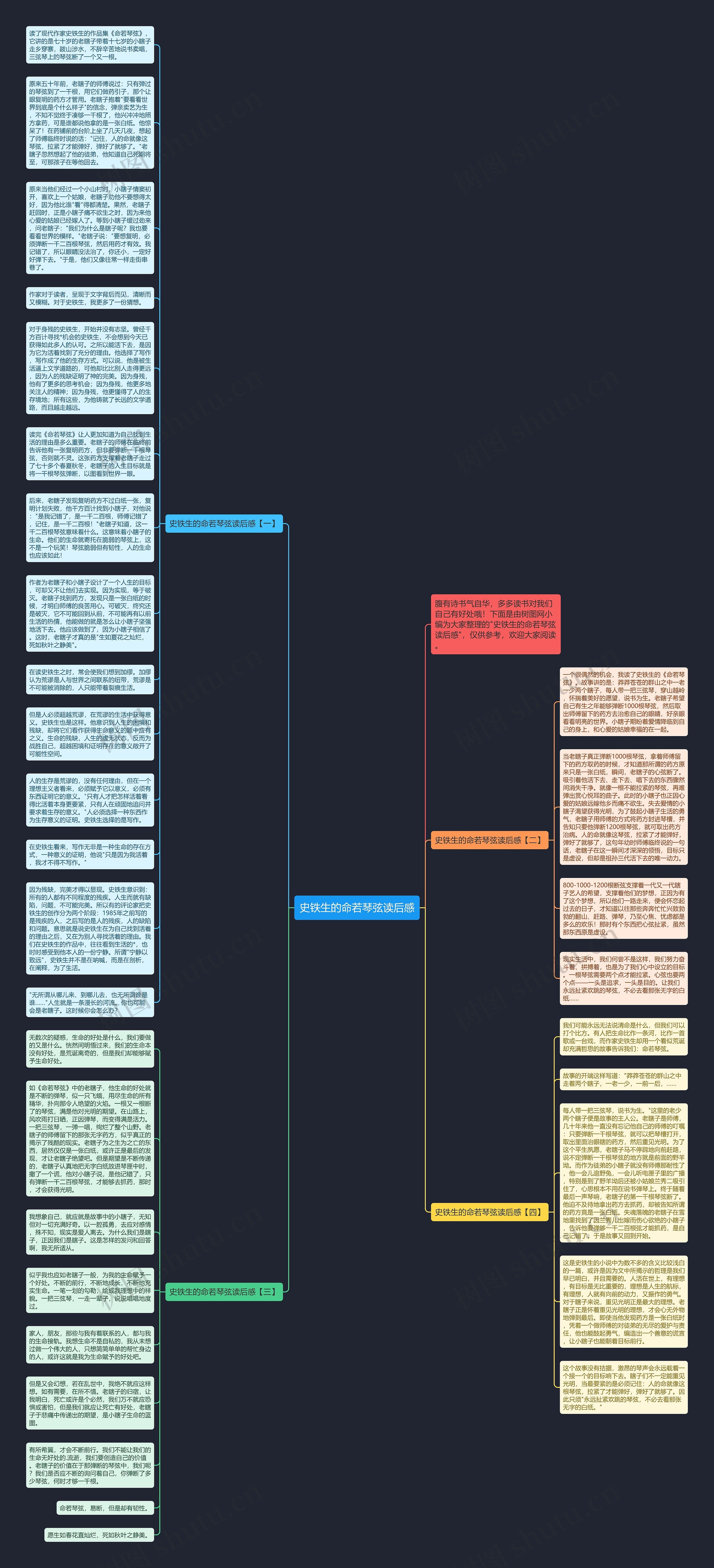 史铁生的命若琴弦读后感思维导图