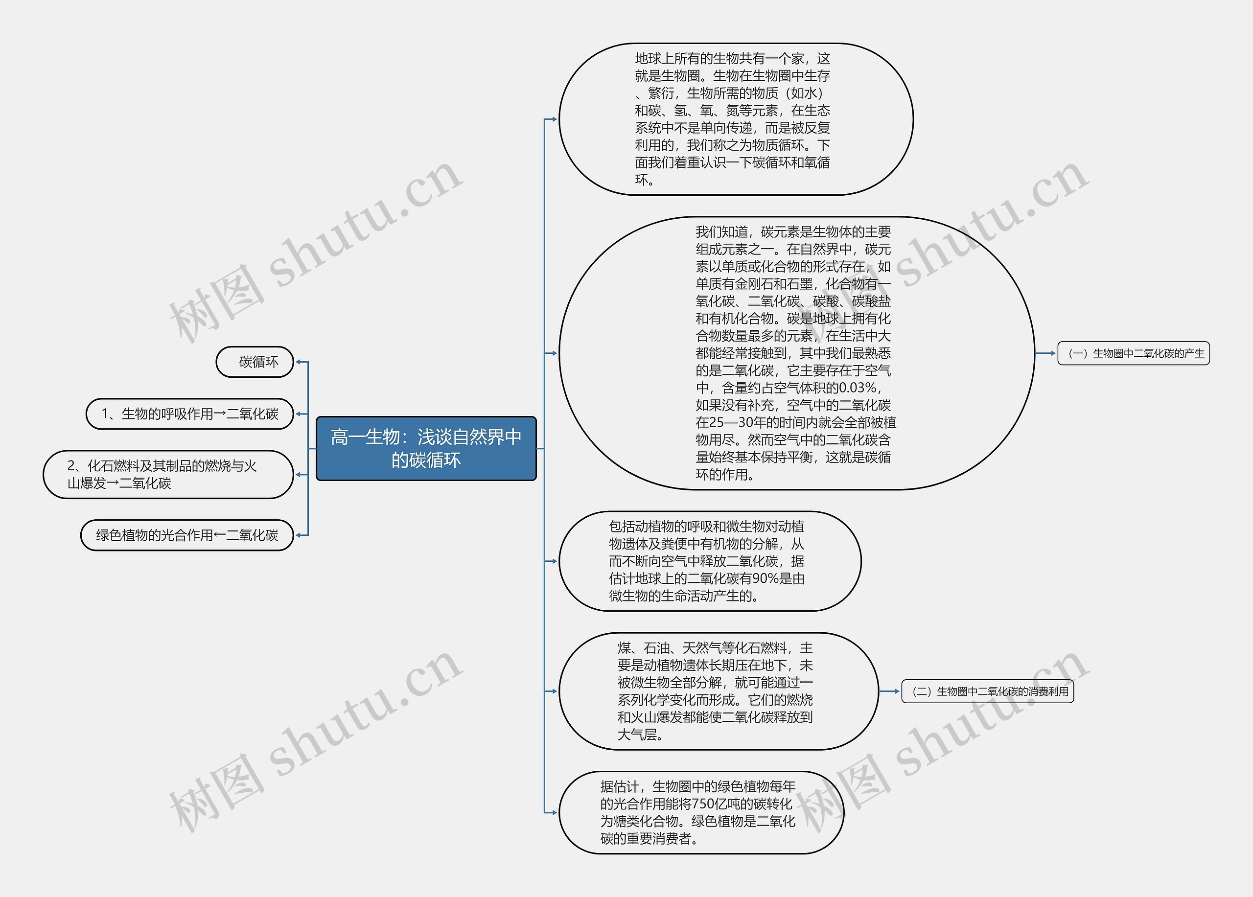 高一生物：浅谈自然界中的碳循环思维导图