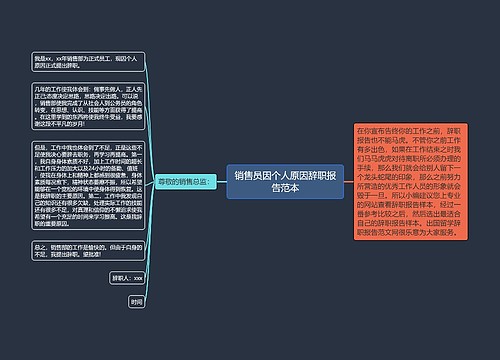 销售员因个人原因辞职报告范本