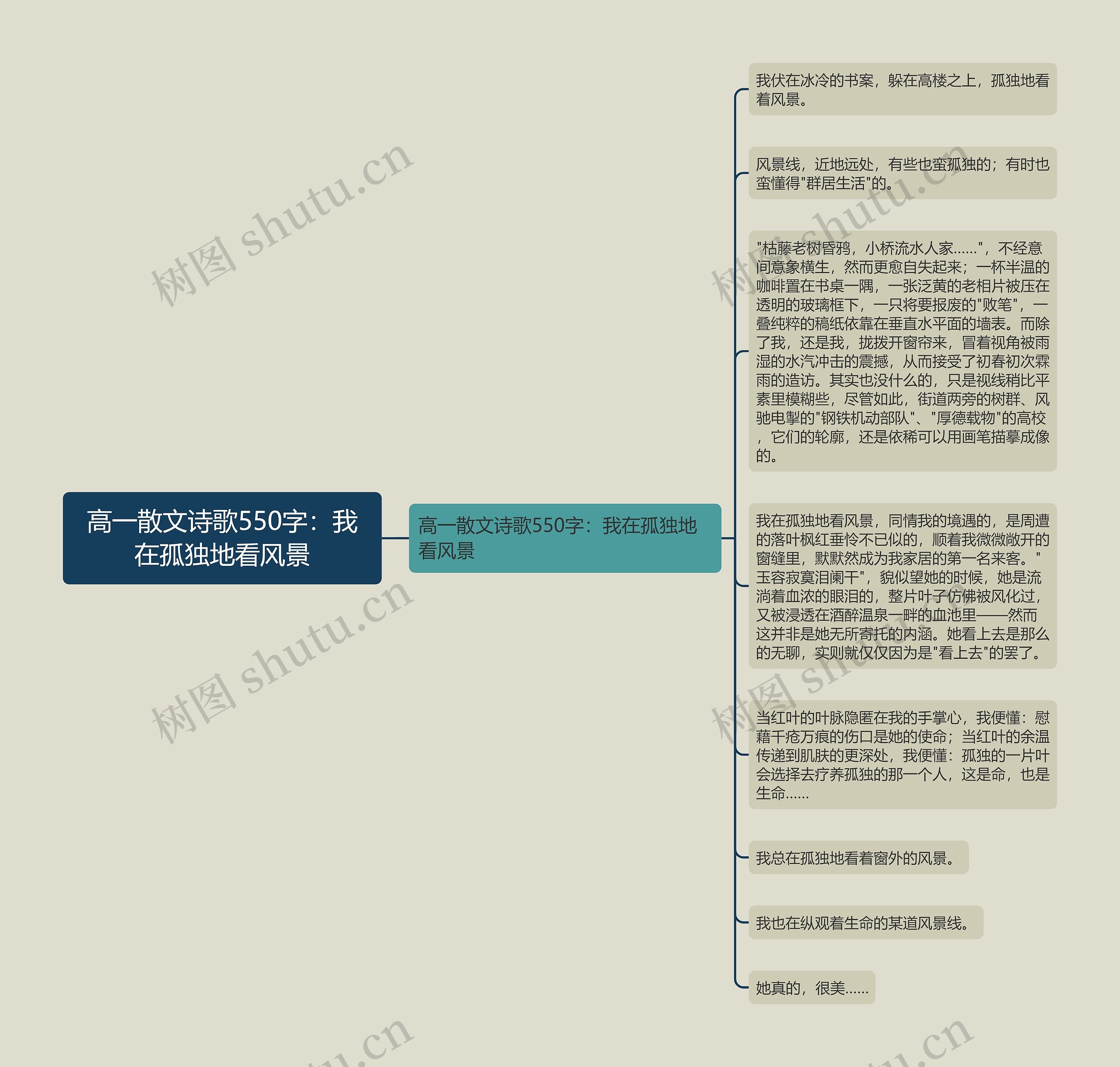 高一散文诗歌550字：我在孤独地看风景思维导图