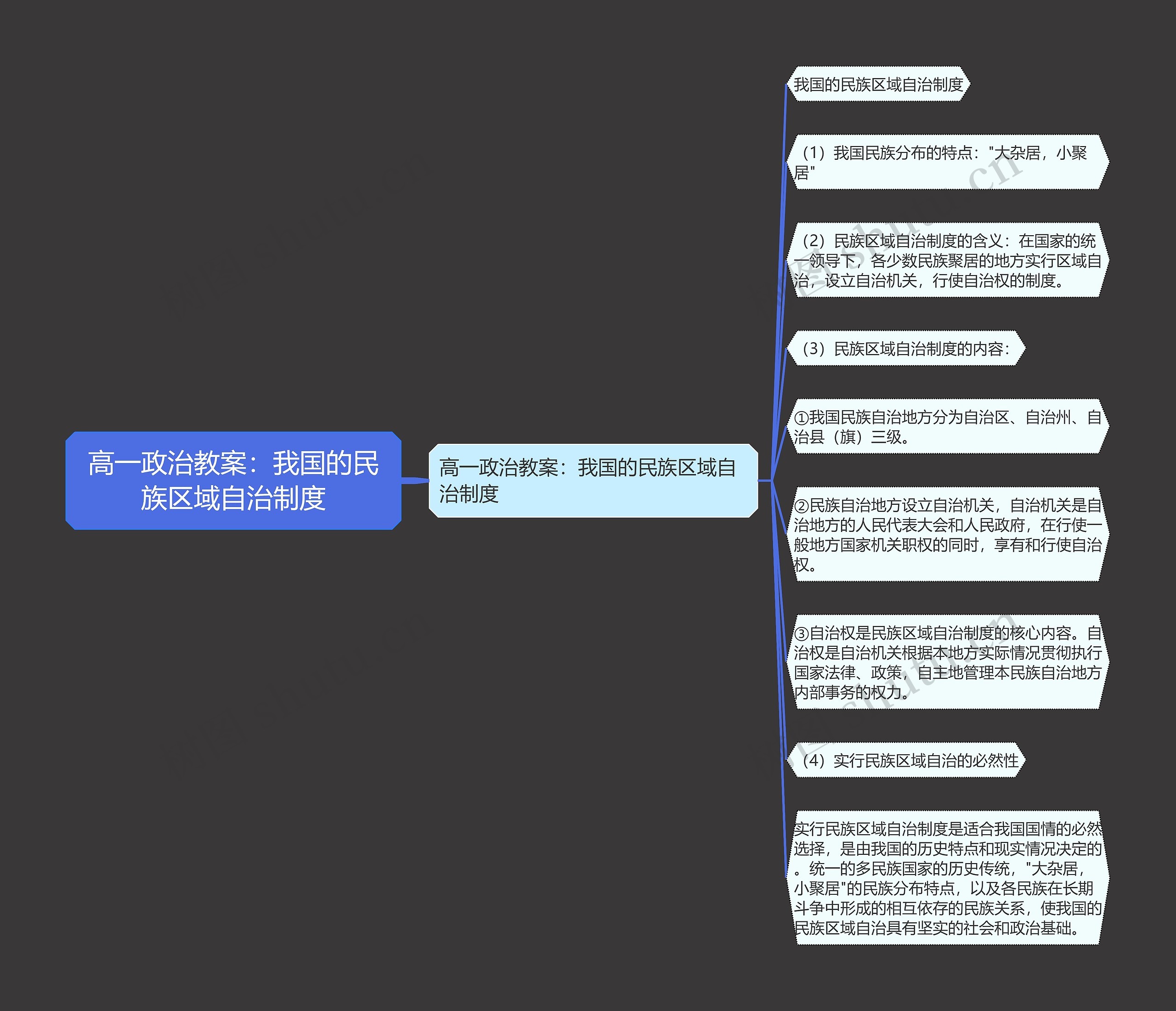 高一政治教案：我国的民族区域自治制度思维导图