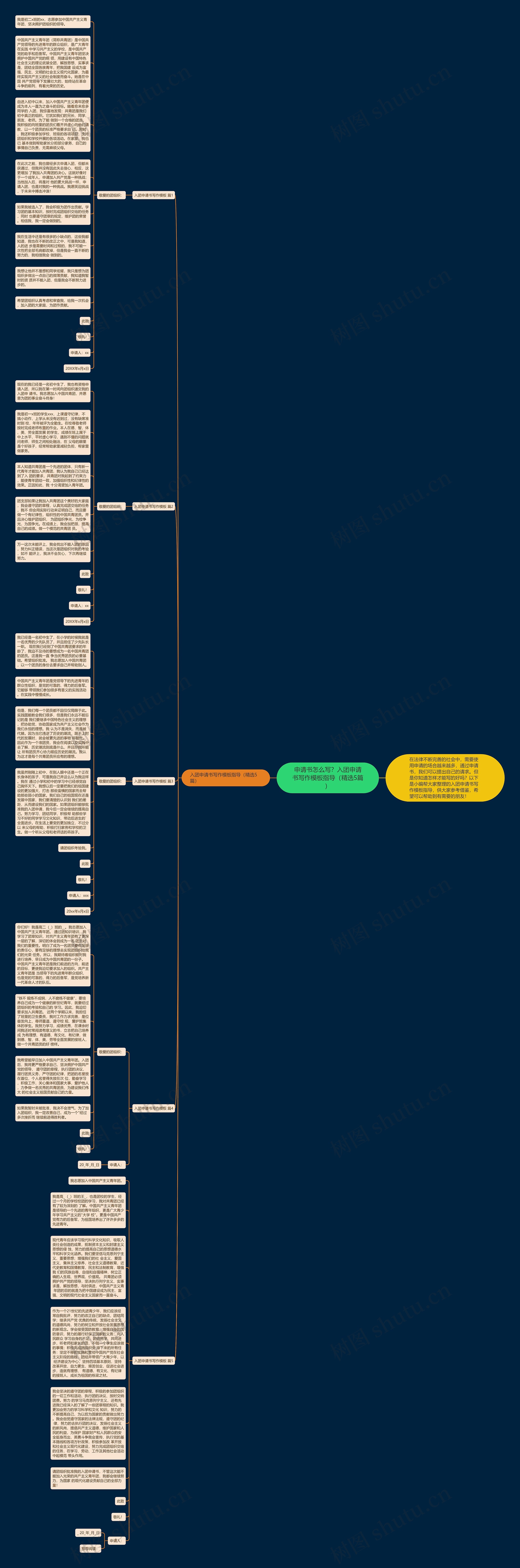 申请书怎么写？入团申请书写作指导（精选5篇）思维导图