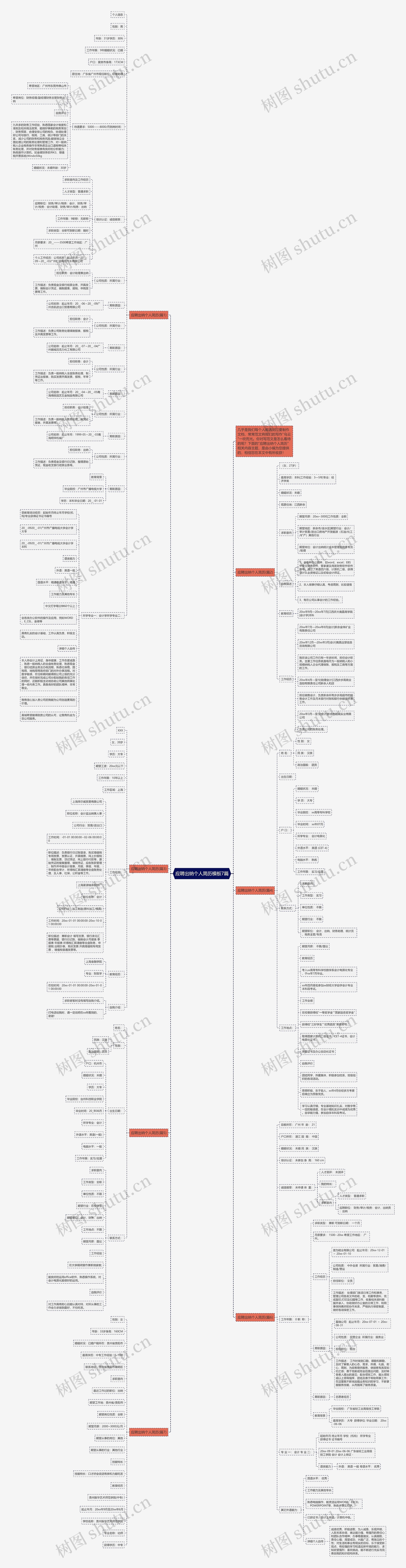 应聘出纳个人简历7篇思维导图