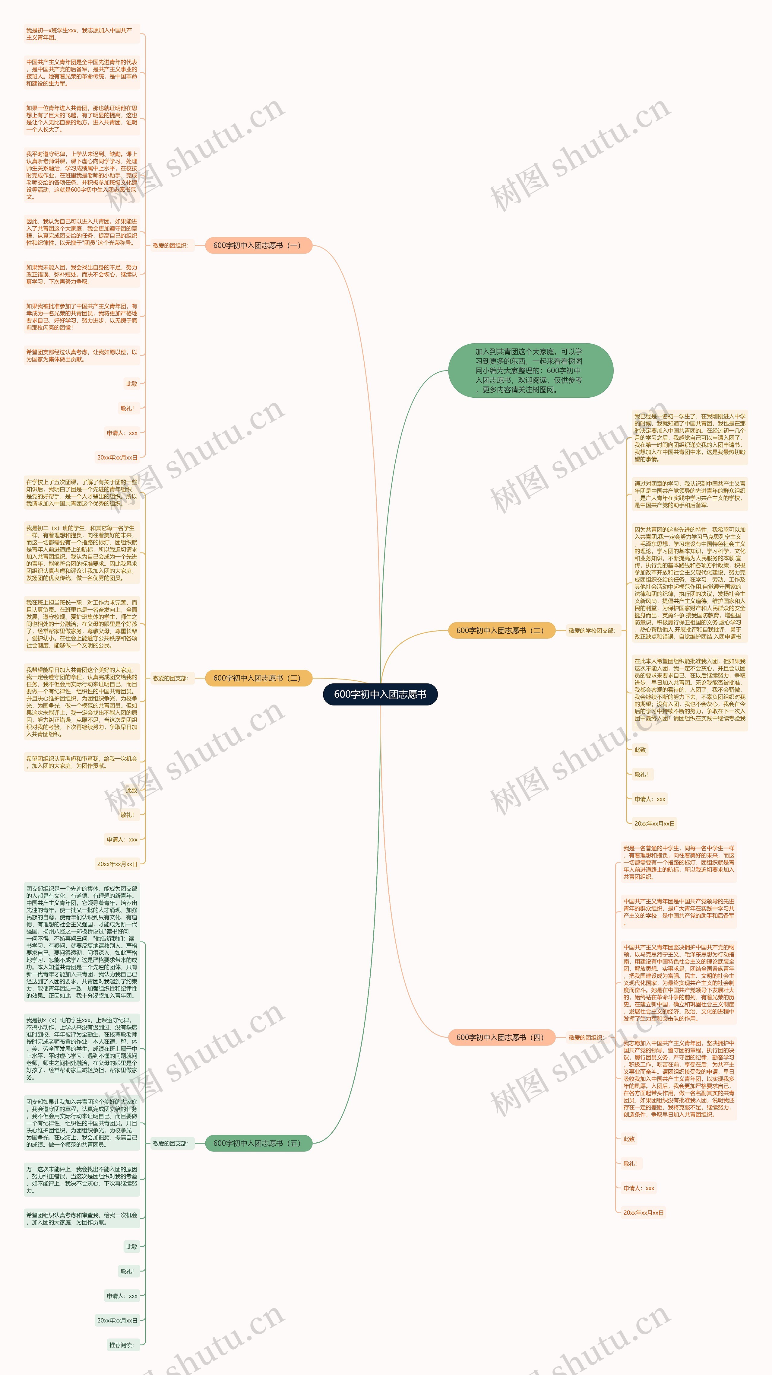 600字初中入团志愿书思维导图