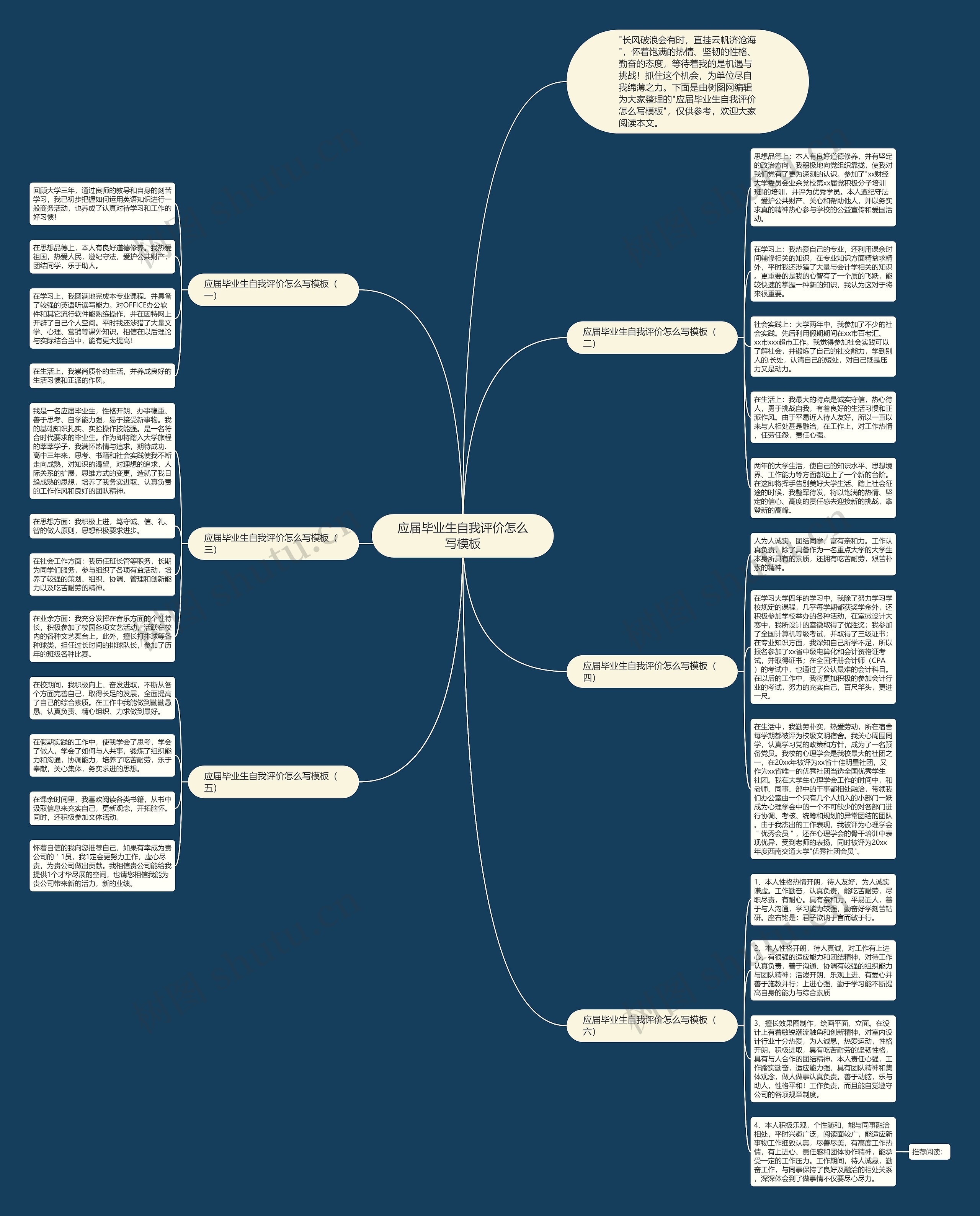应届毕业生自我评价怎么写思维导图