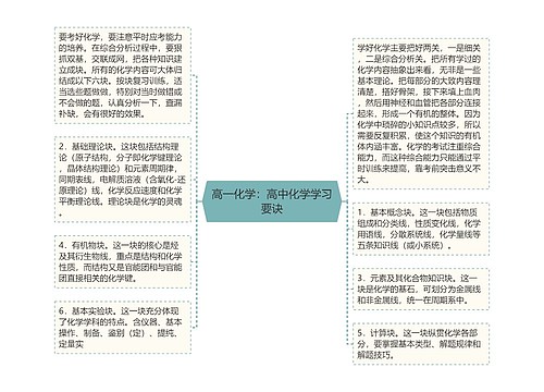 高一化学：高中化学学习要诀