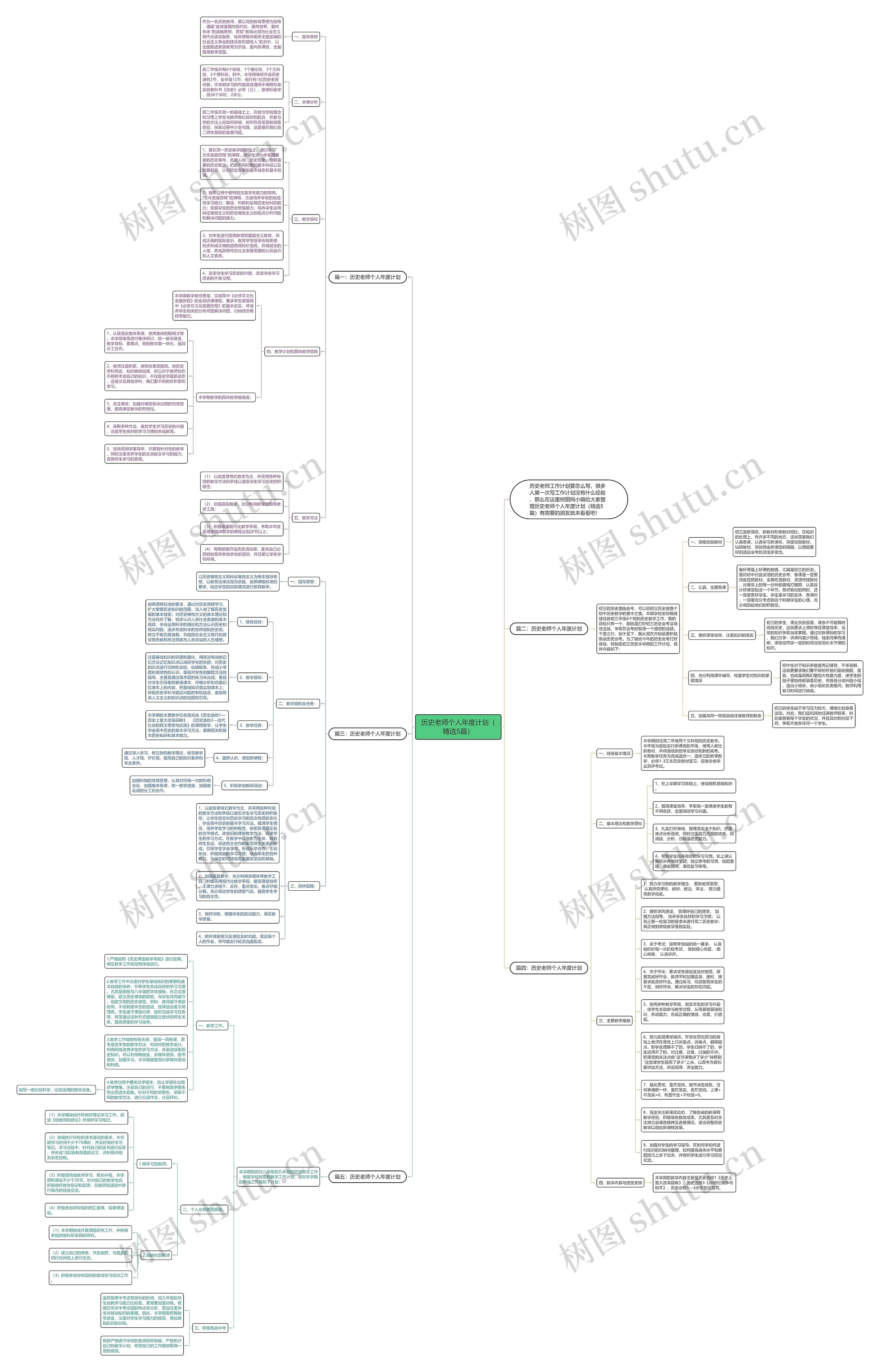 历史老师个人年度计划（精选5篇）思维导图