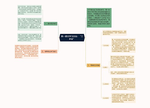 高一语文学习方法：“三步走”