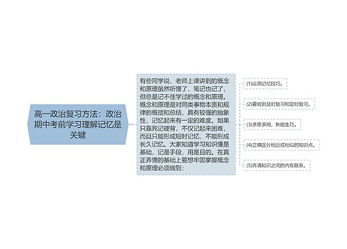 高一政治复习方法：政治期中考前学习理解记忆是关键