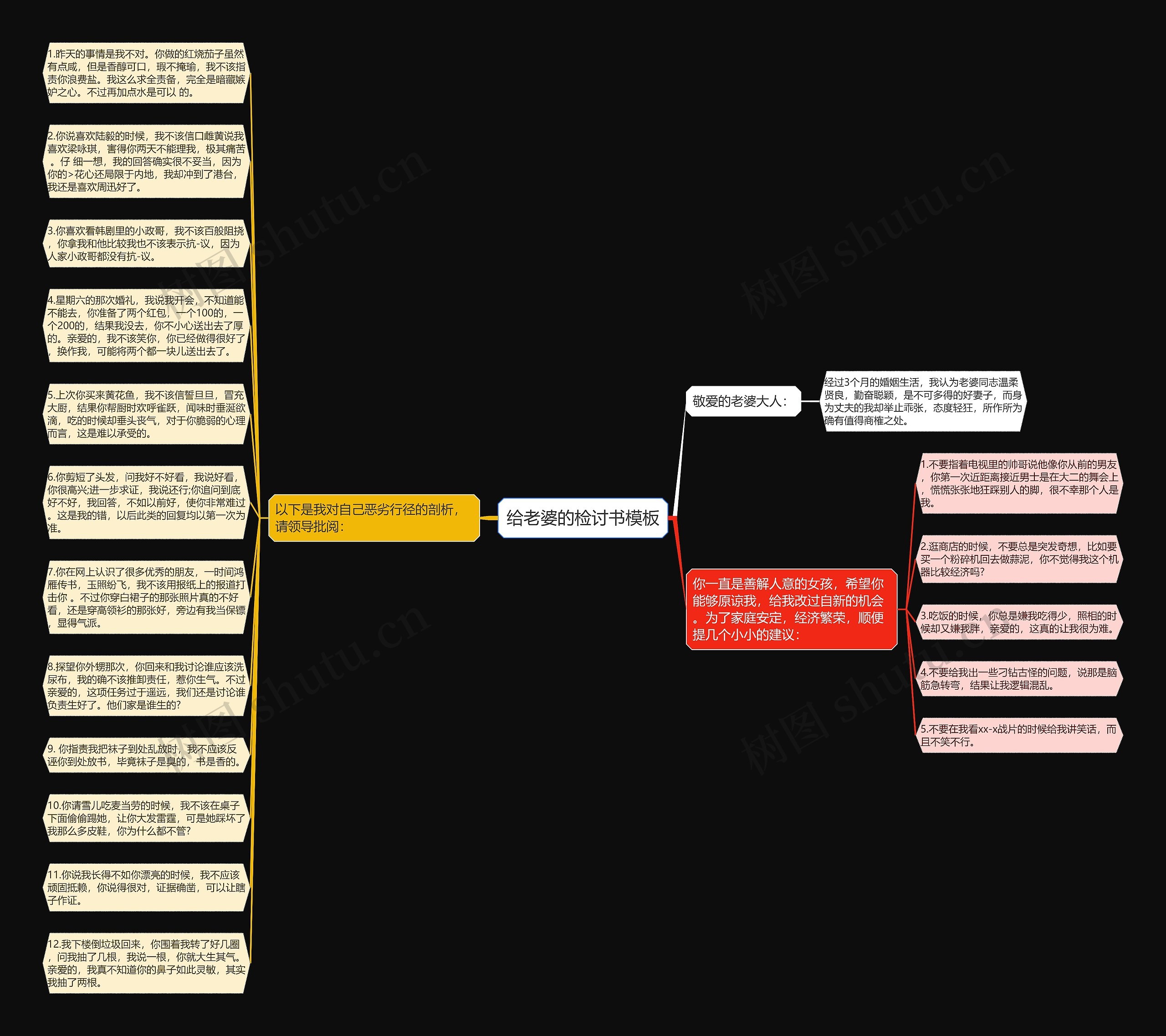 给老婆的检讨书思维导图