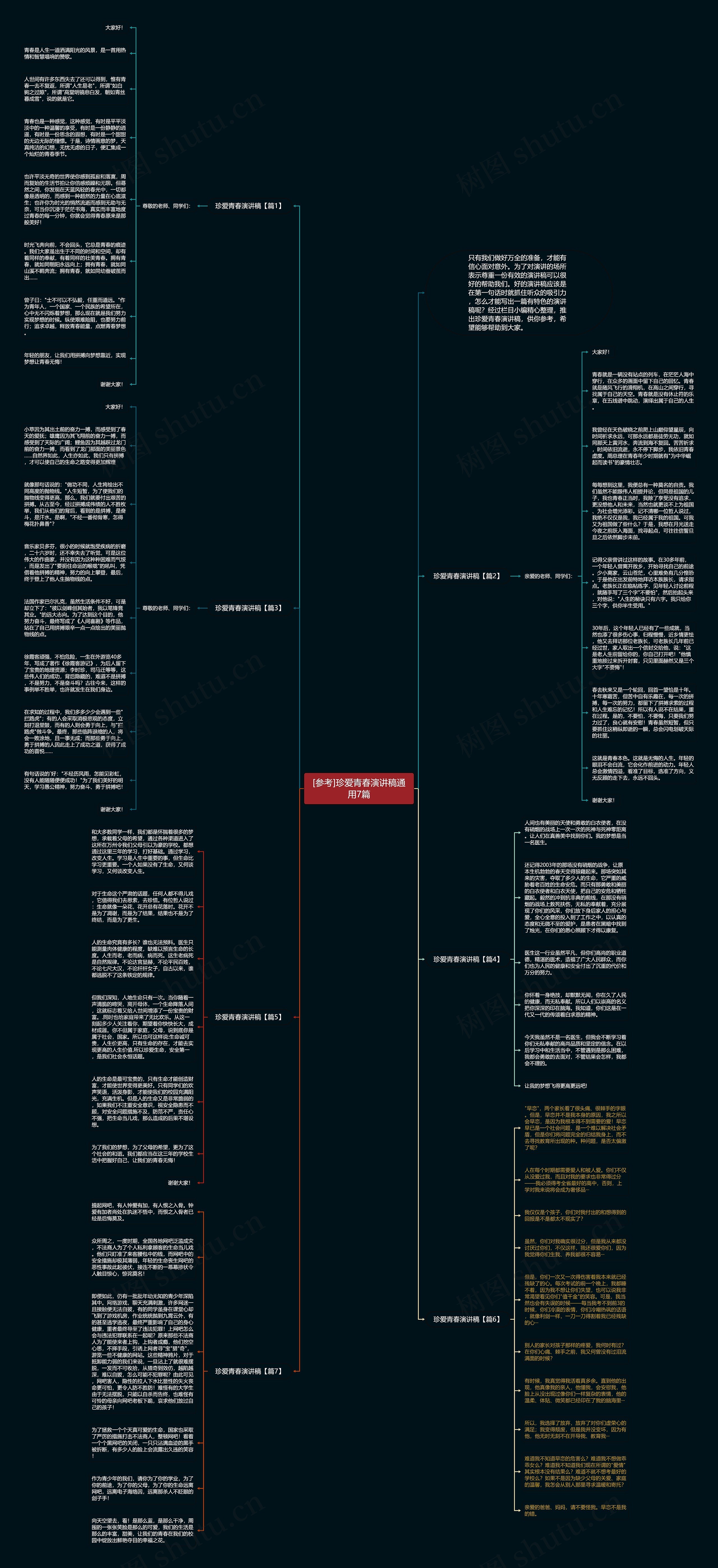 [参考]珍爱青春演讲稿通用7篇思维导图