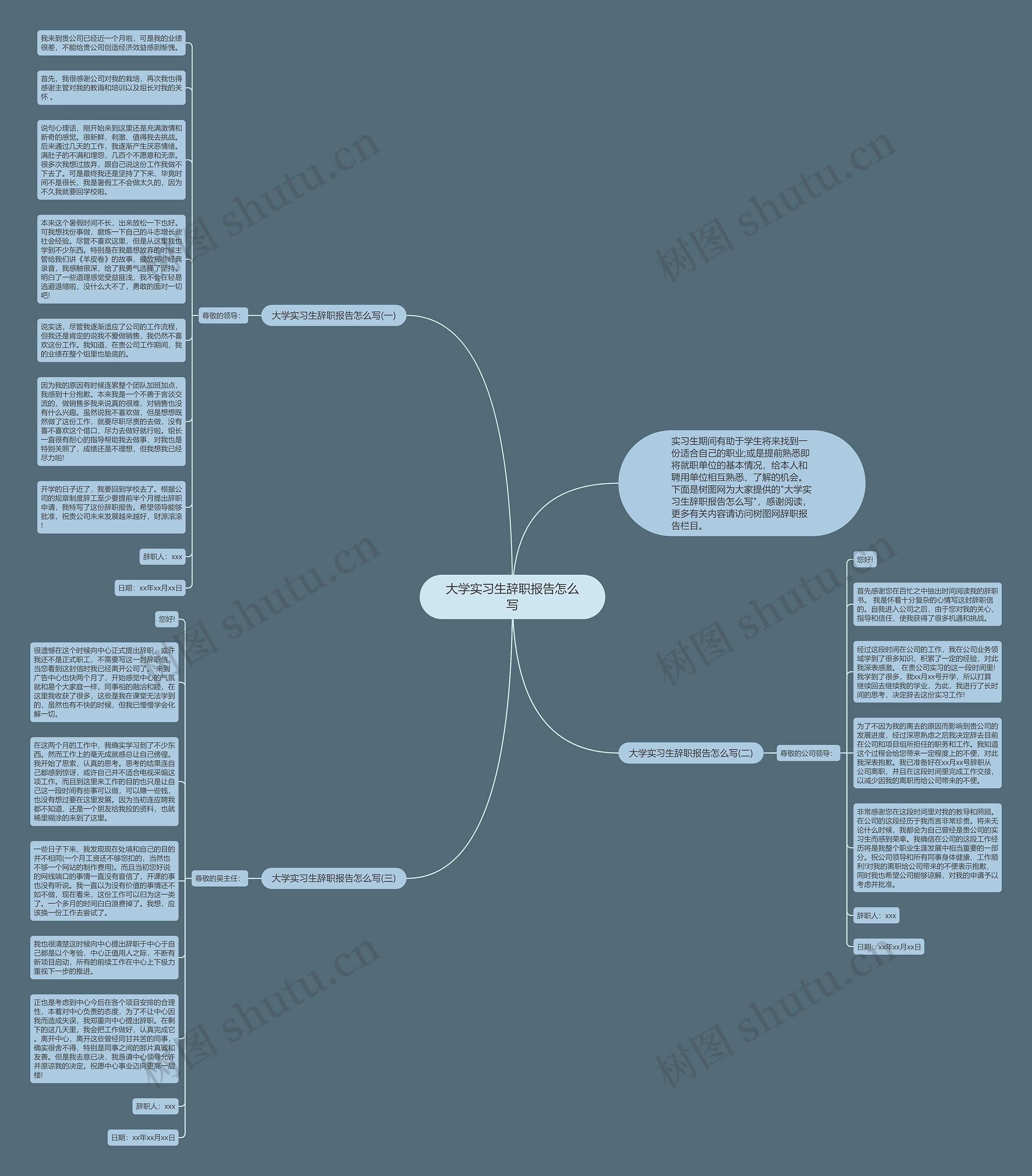 大学实习生辞职报告怎么写思维导图