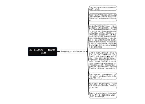 高一日记作文：一场游戏 一场梦