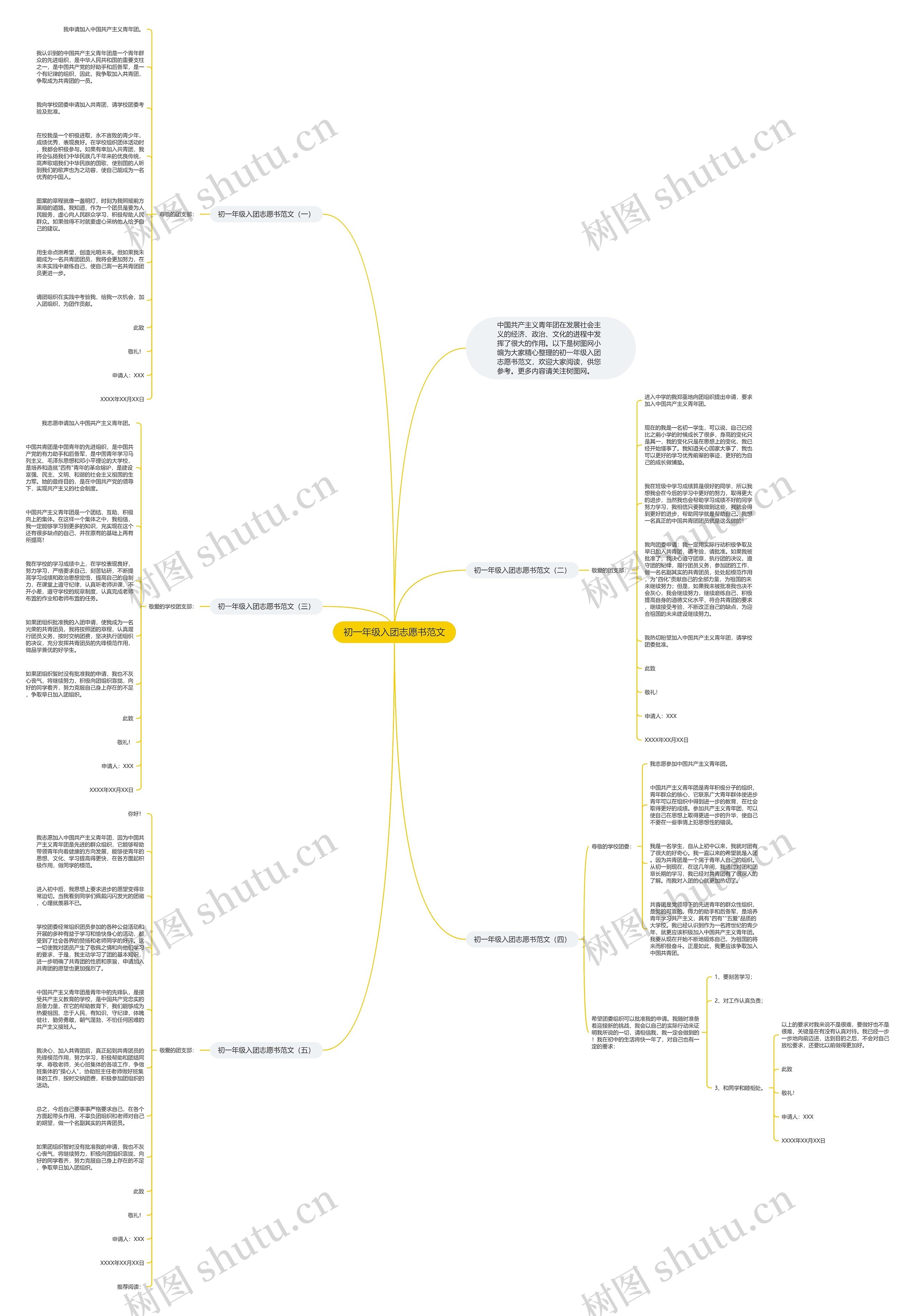 初一年级入团志愿书范文思维导图