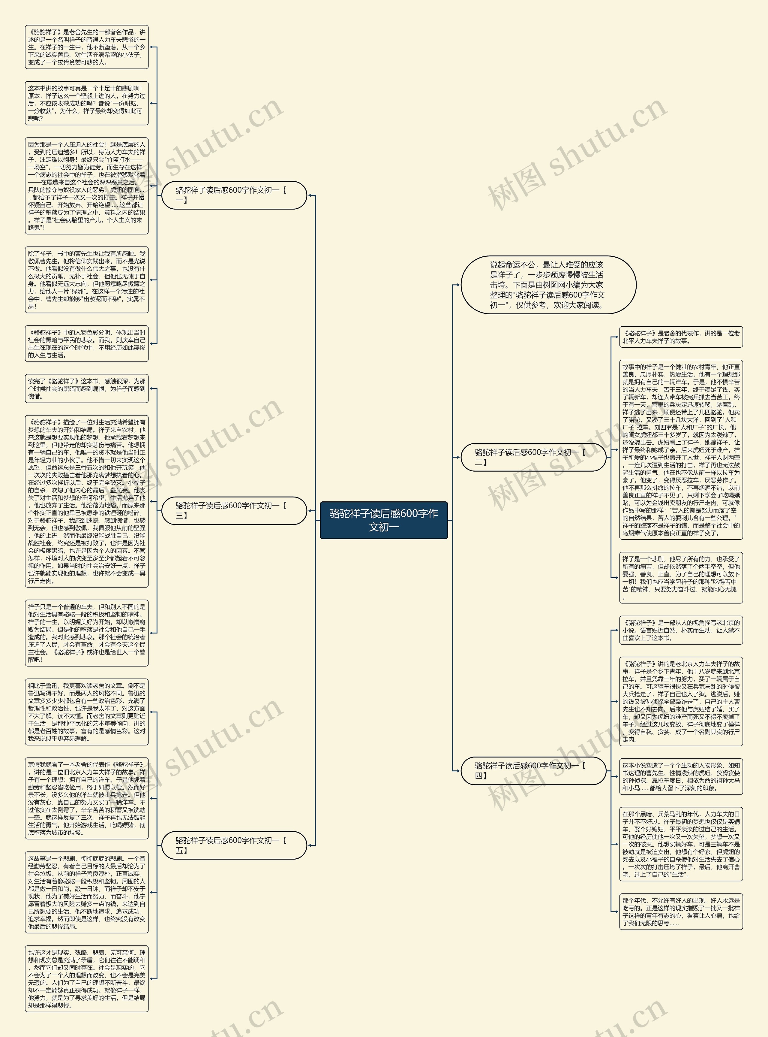 骆驼祥子读后感600字作文初一思维导图