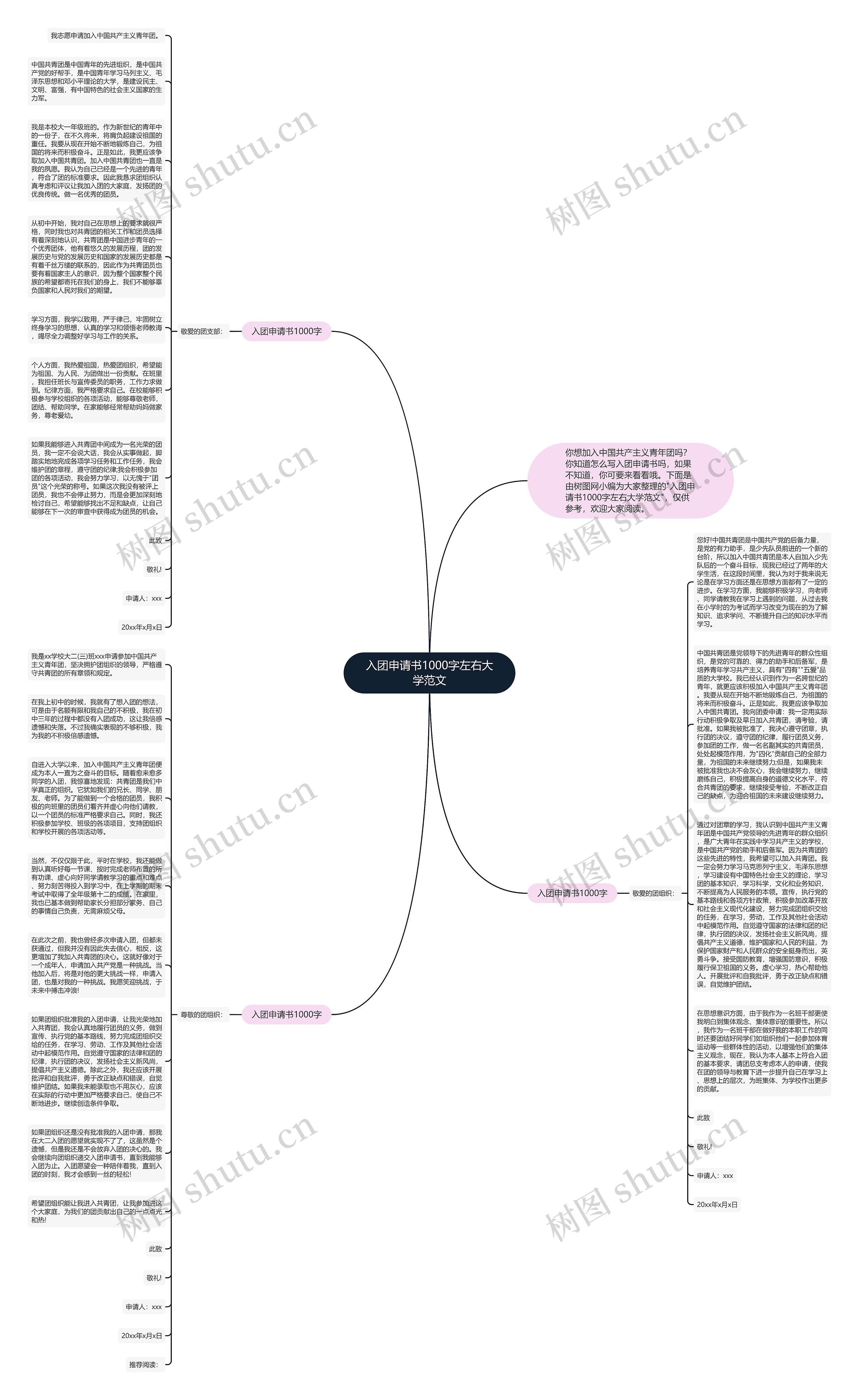 入团申请书1000字左右大学范文思维导图