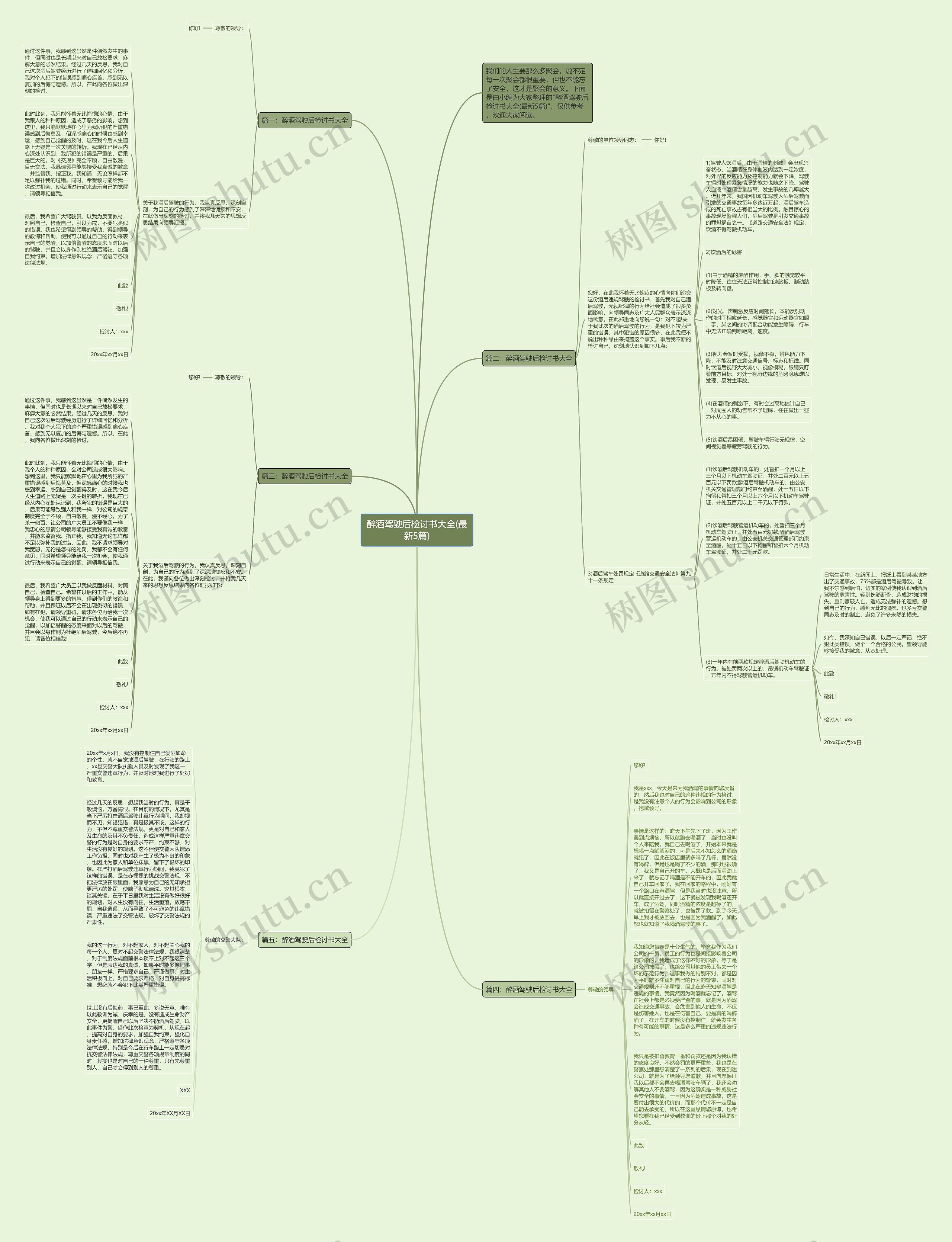 醉酒驾驶后检讨书大全(最新5篇)思维导图