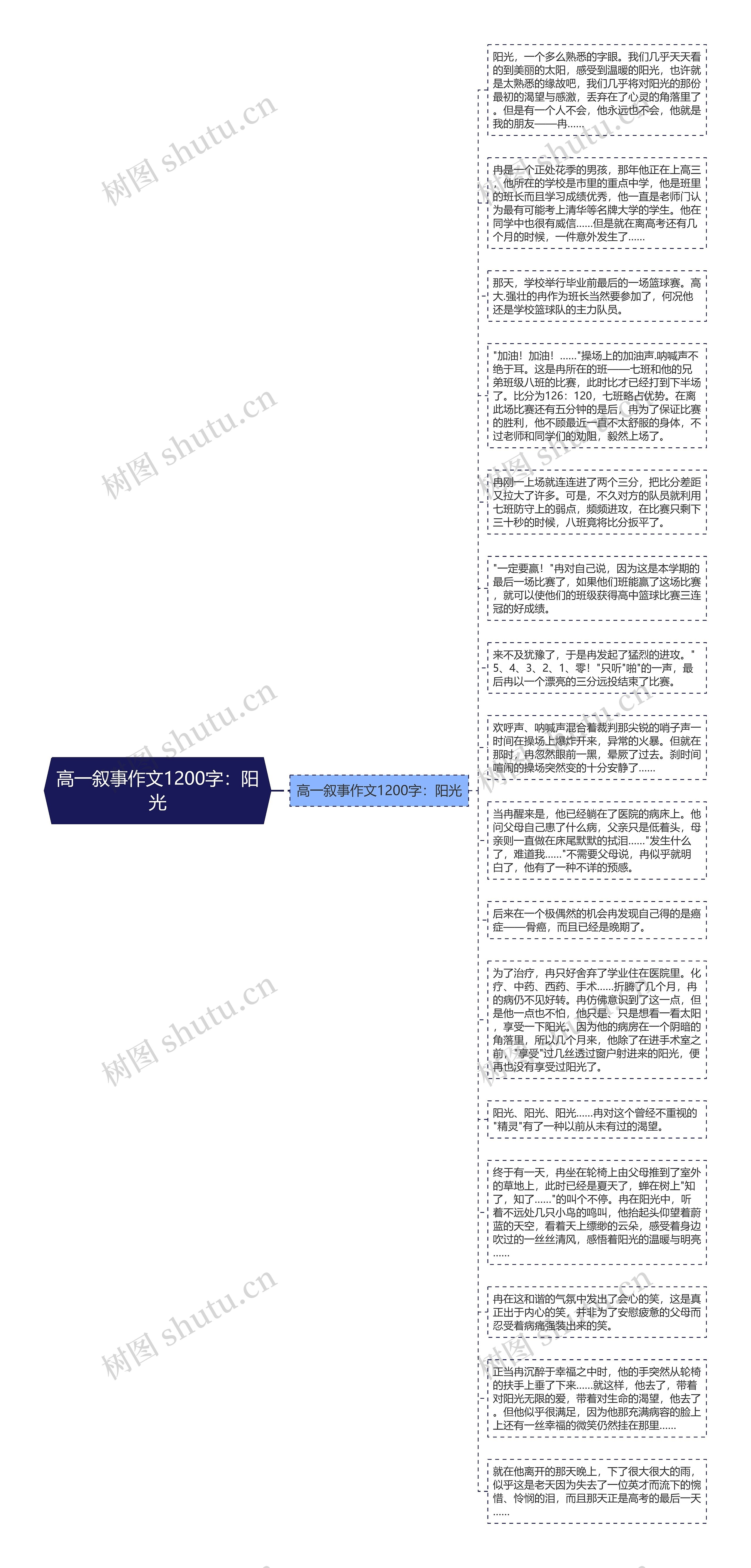 高一叙事作文1200字：阳光思维导图