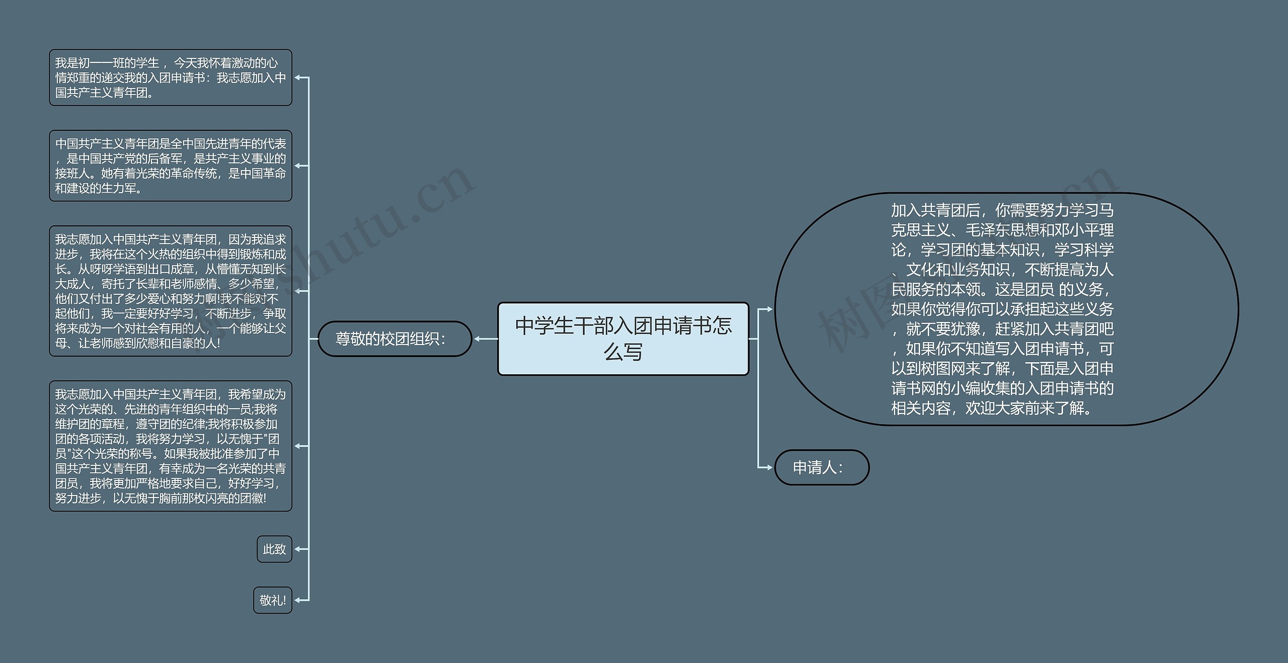 中学生干部入团申请书怎么写思维导图