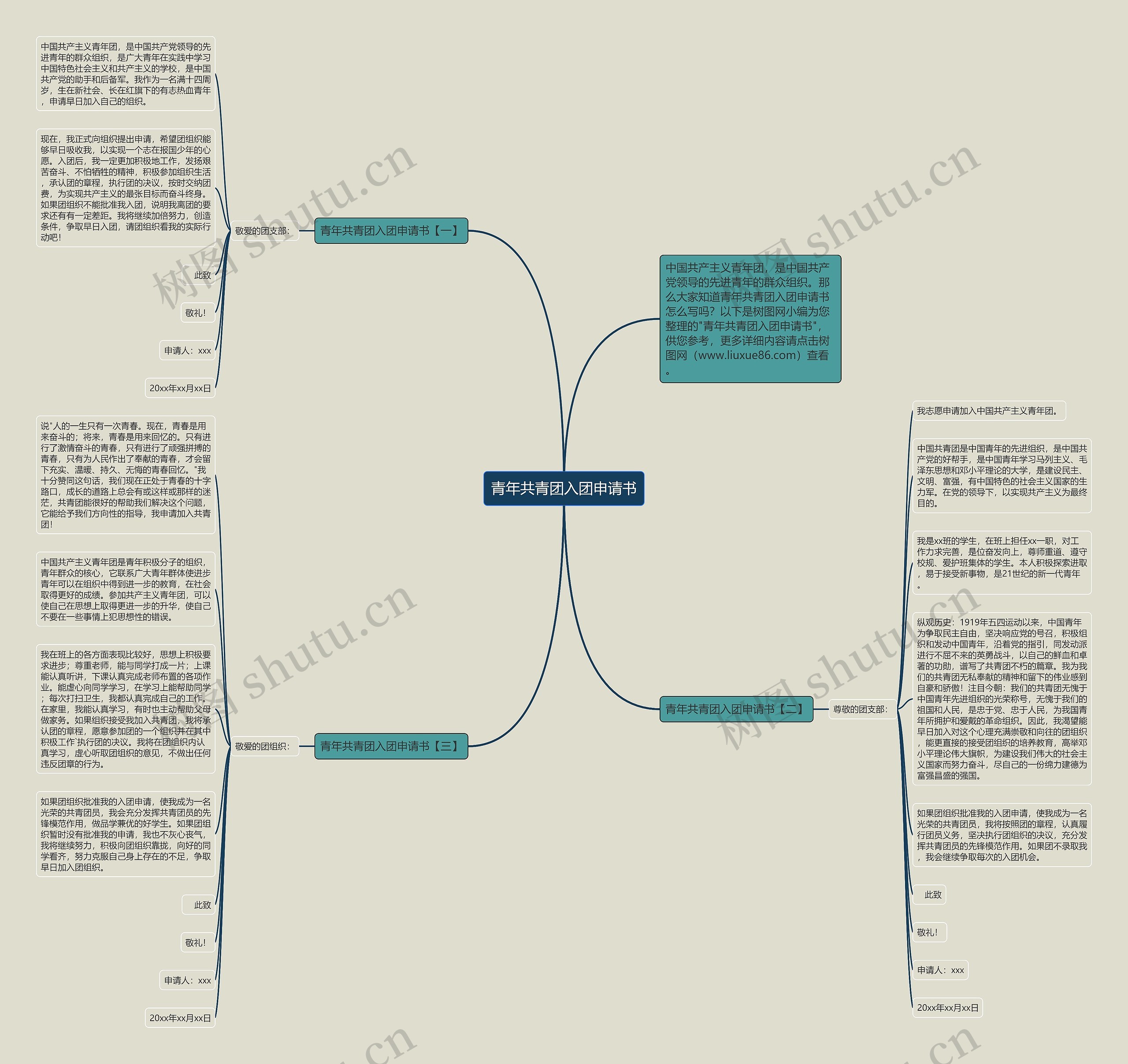 青年共青团入团申请书思维导图
