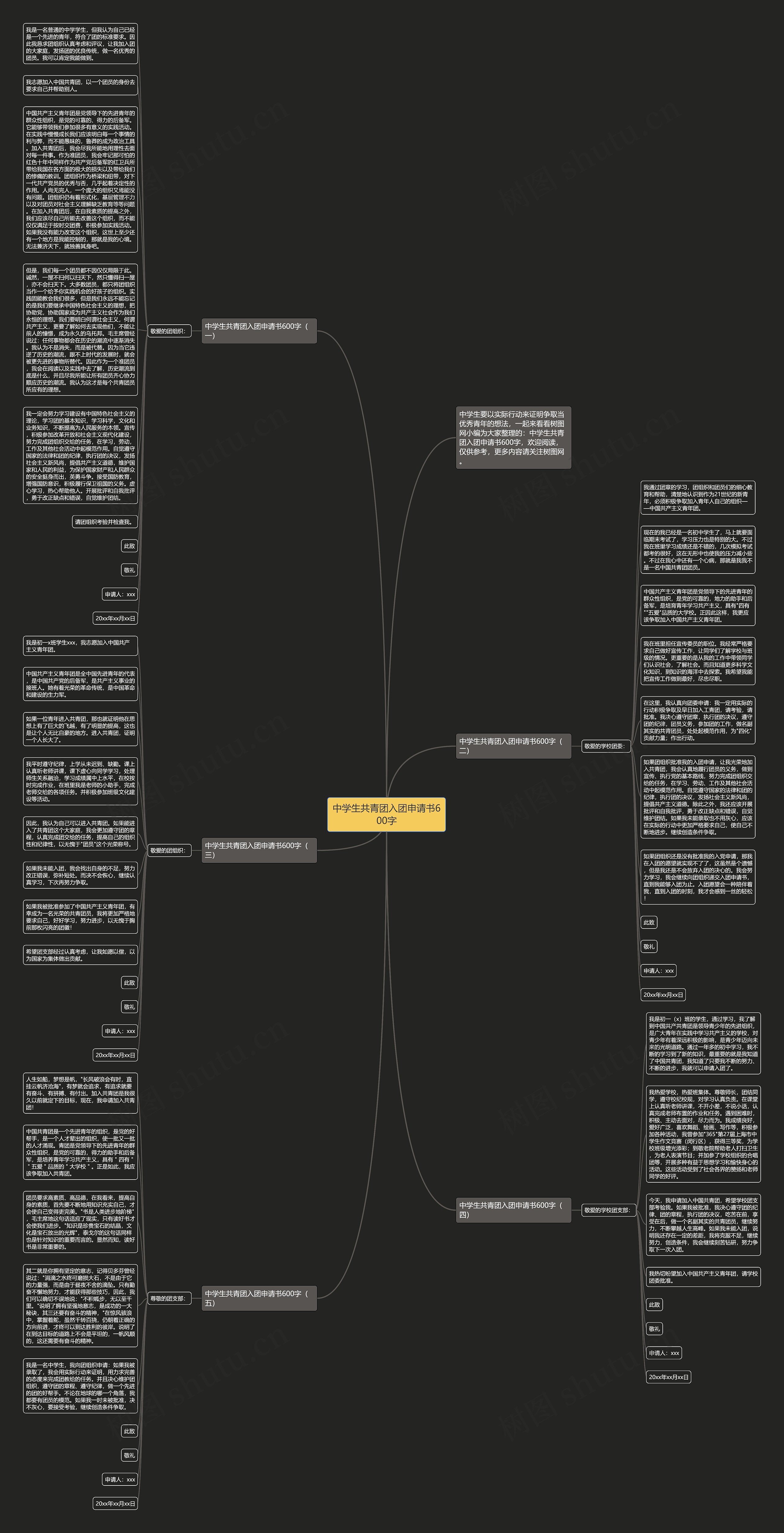 中学生共青团入团申请书600字思维导图