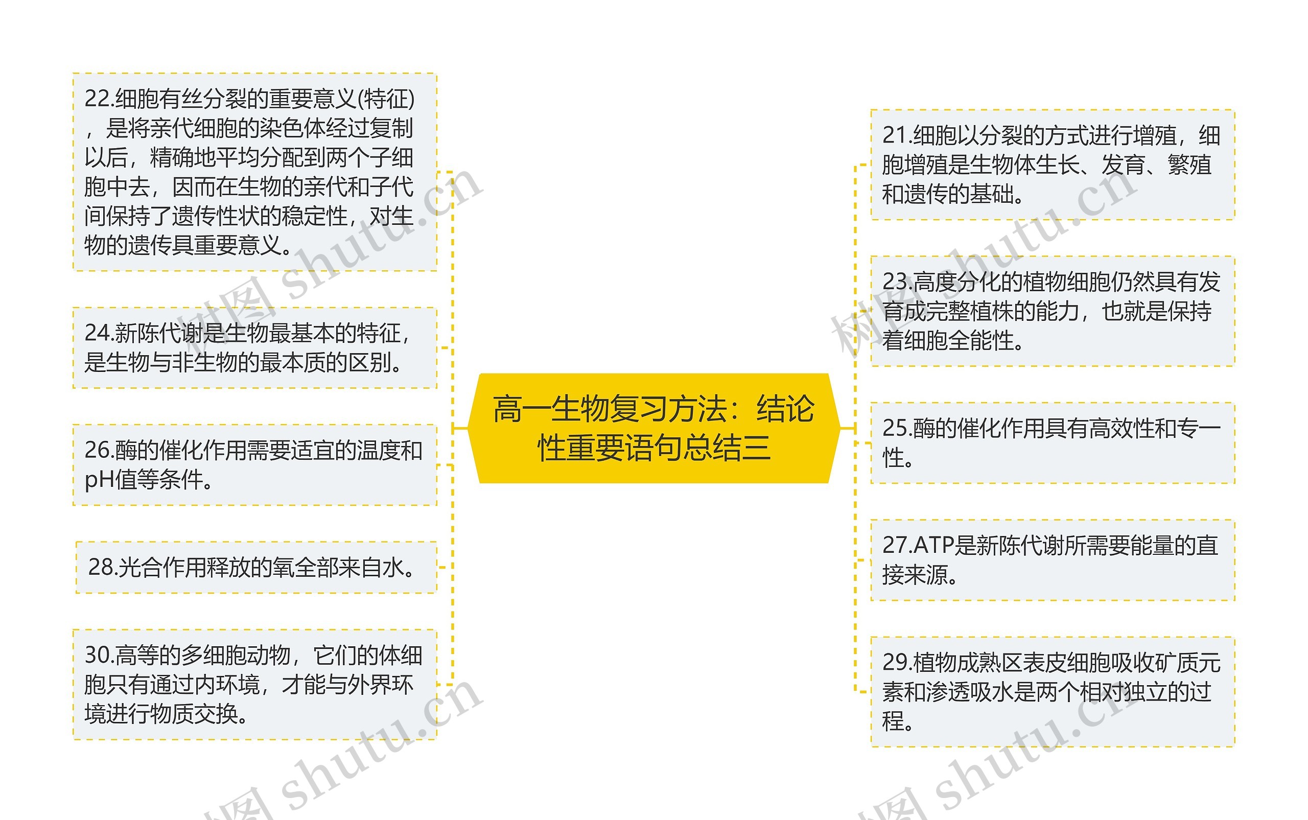 高一生物复习方法：结论性重要语句总结三思维导图