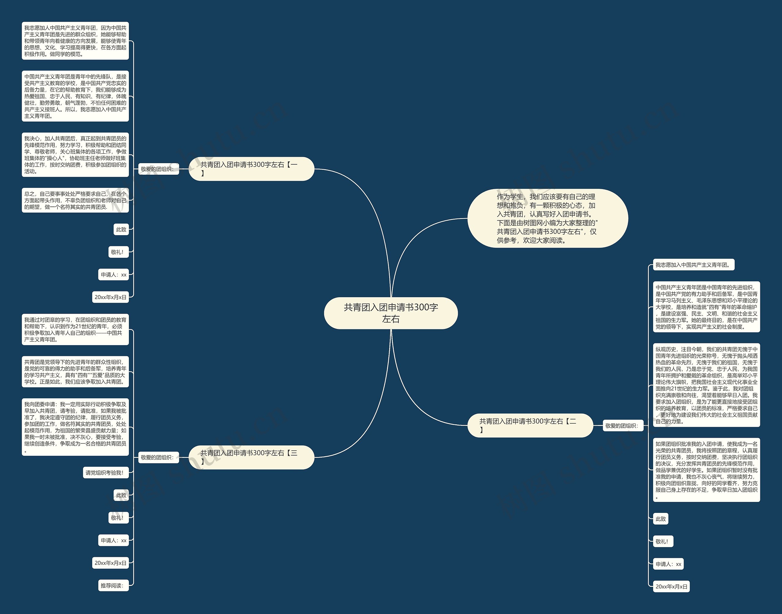共青团入团申请书300字左右思维导图