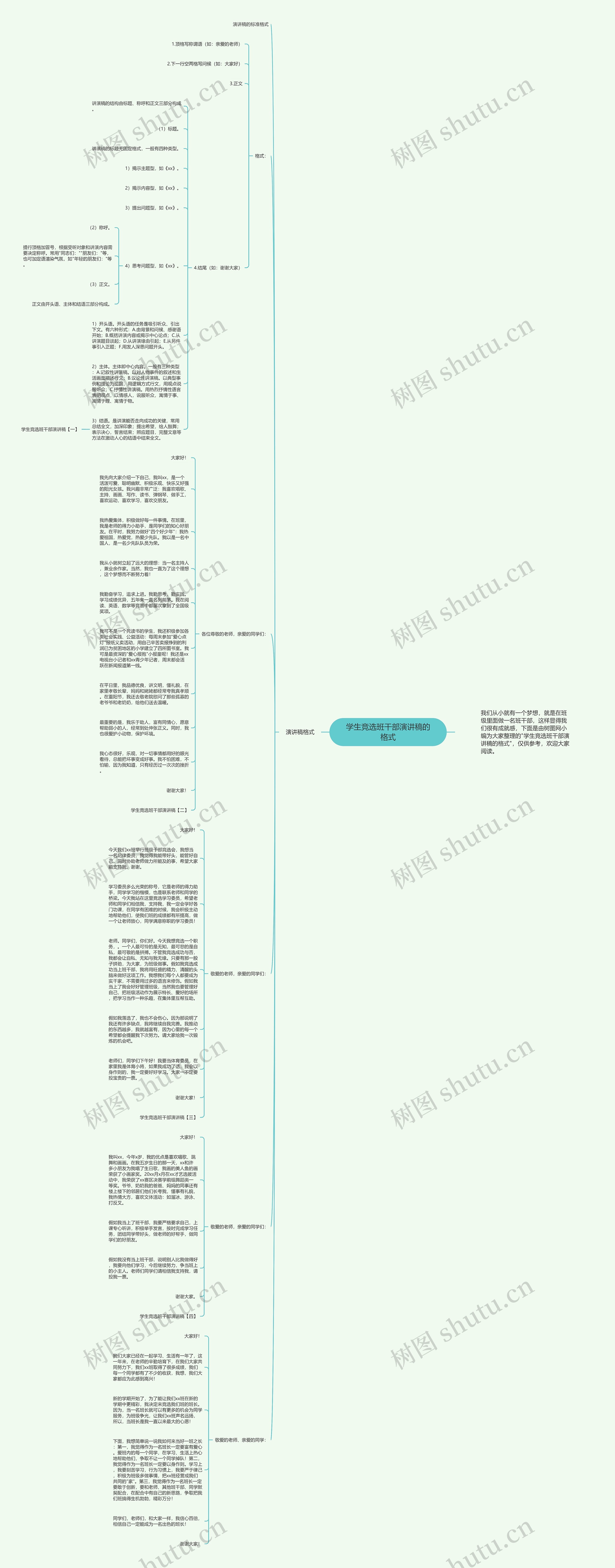 学生竞选班干部演讲稿的格式思维导图