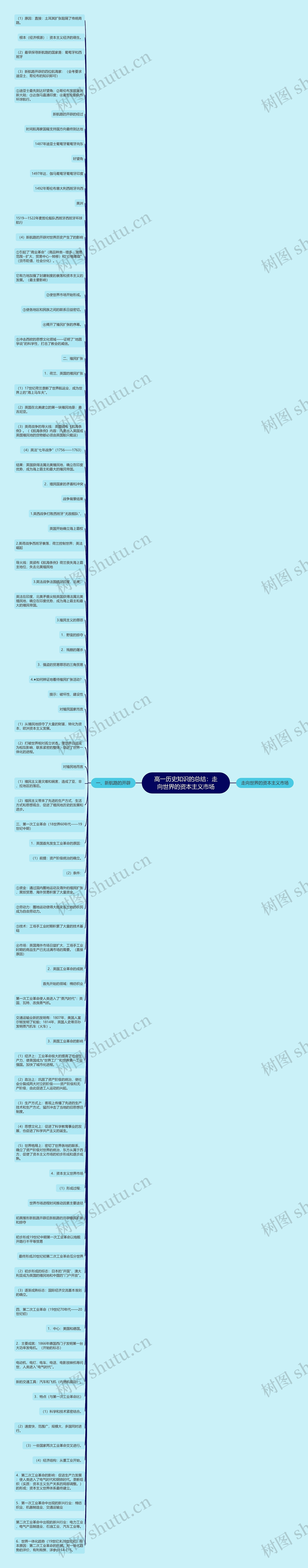 高一历史知识的总结：走向世界的资本主义市场思维导图