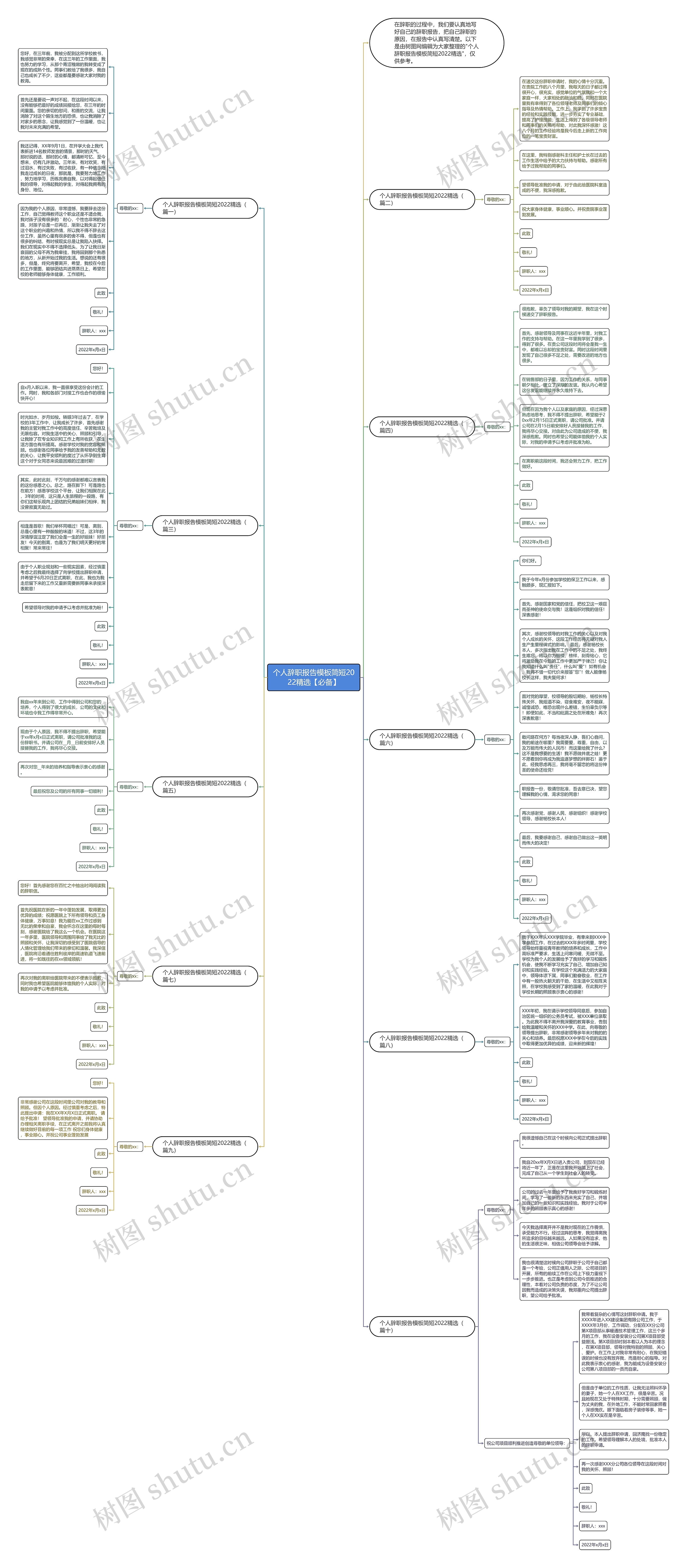 个人辞职报告简短2022精选【必备】思维导图