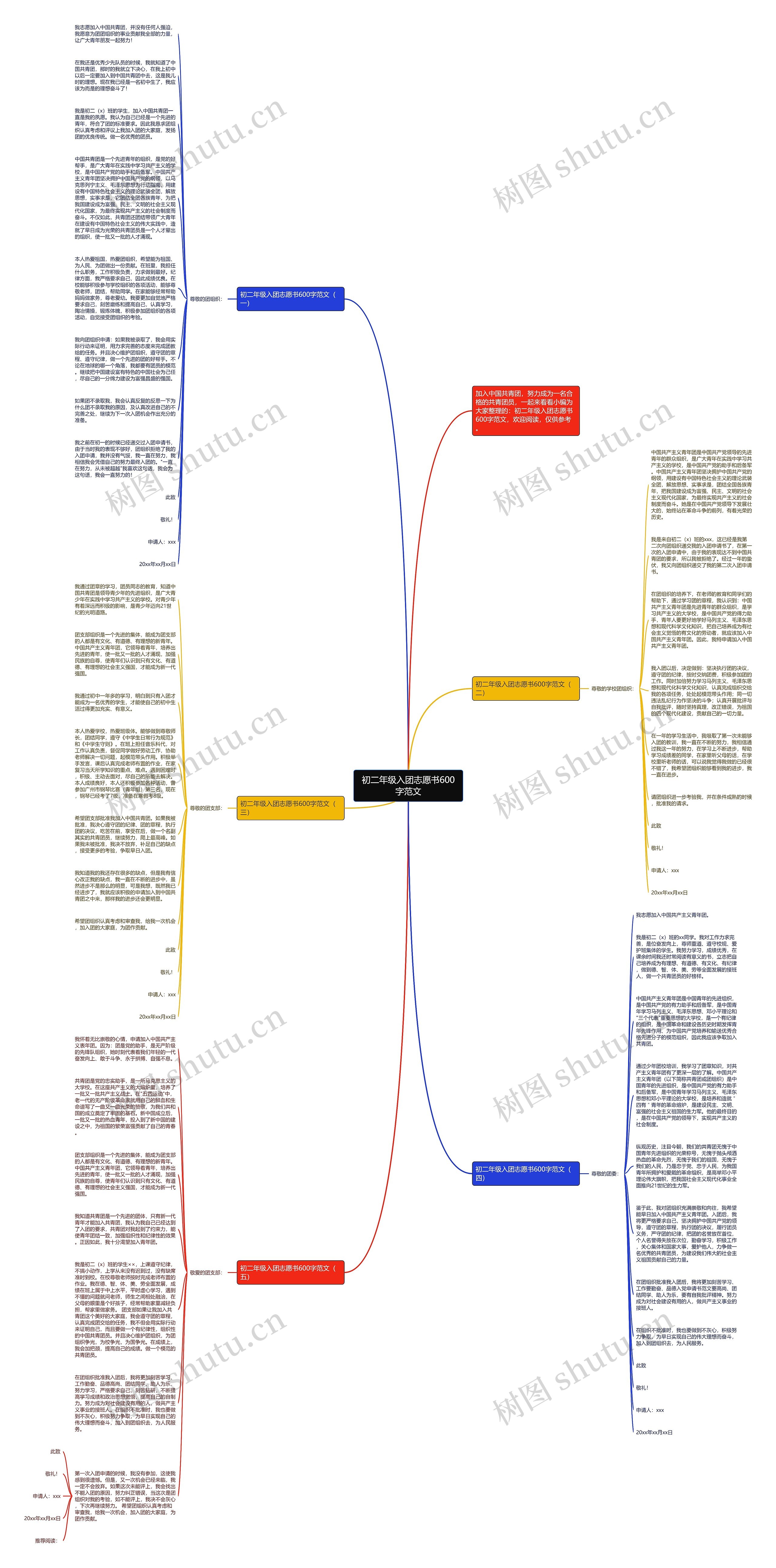 初二年级入团志愿书600字范文思维导图