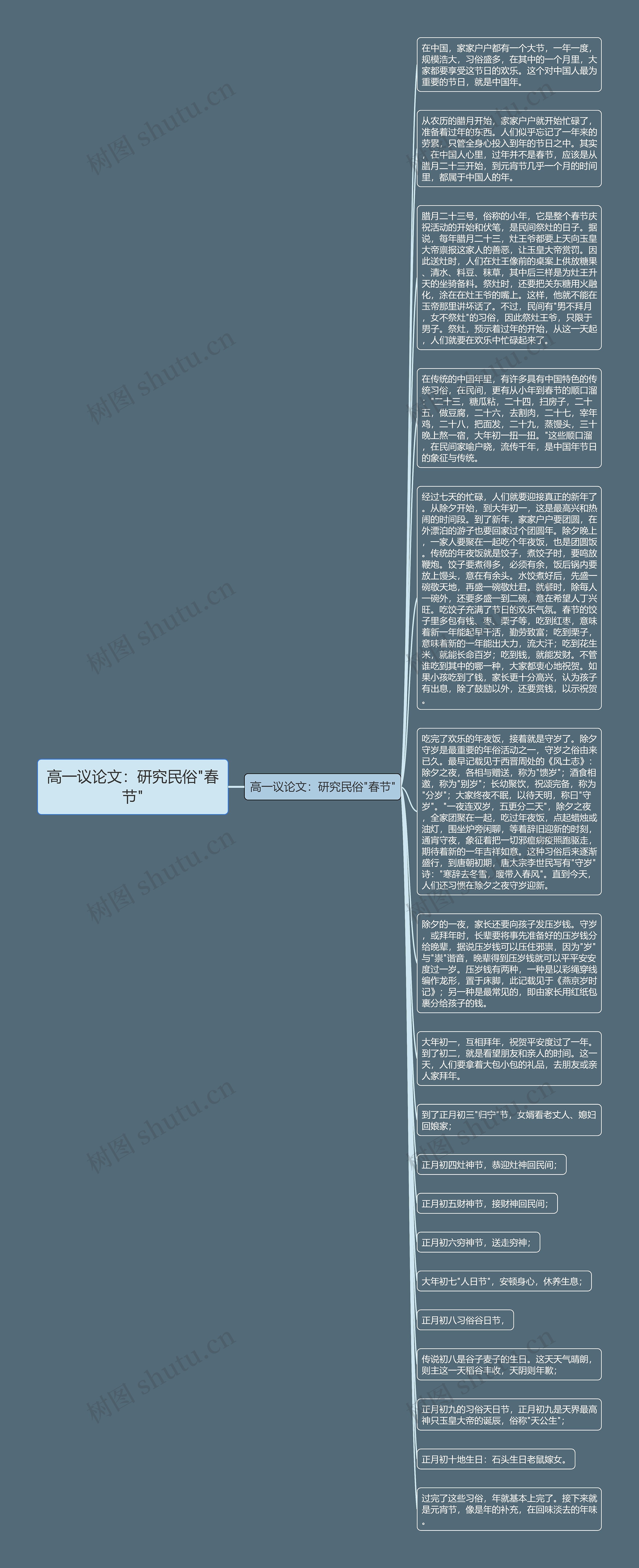 高一议论文：研究民俗"春节"思维导图