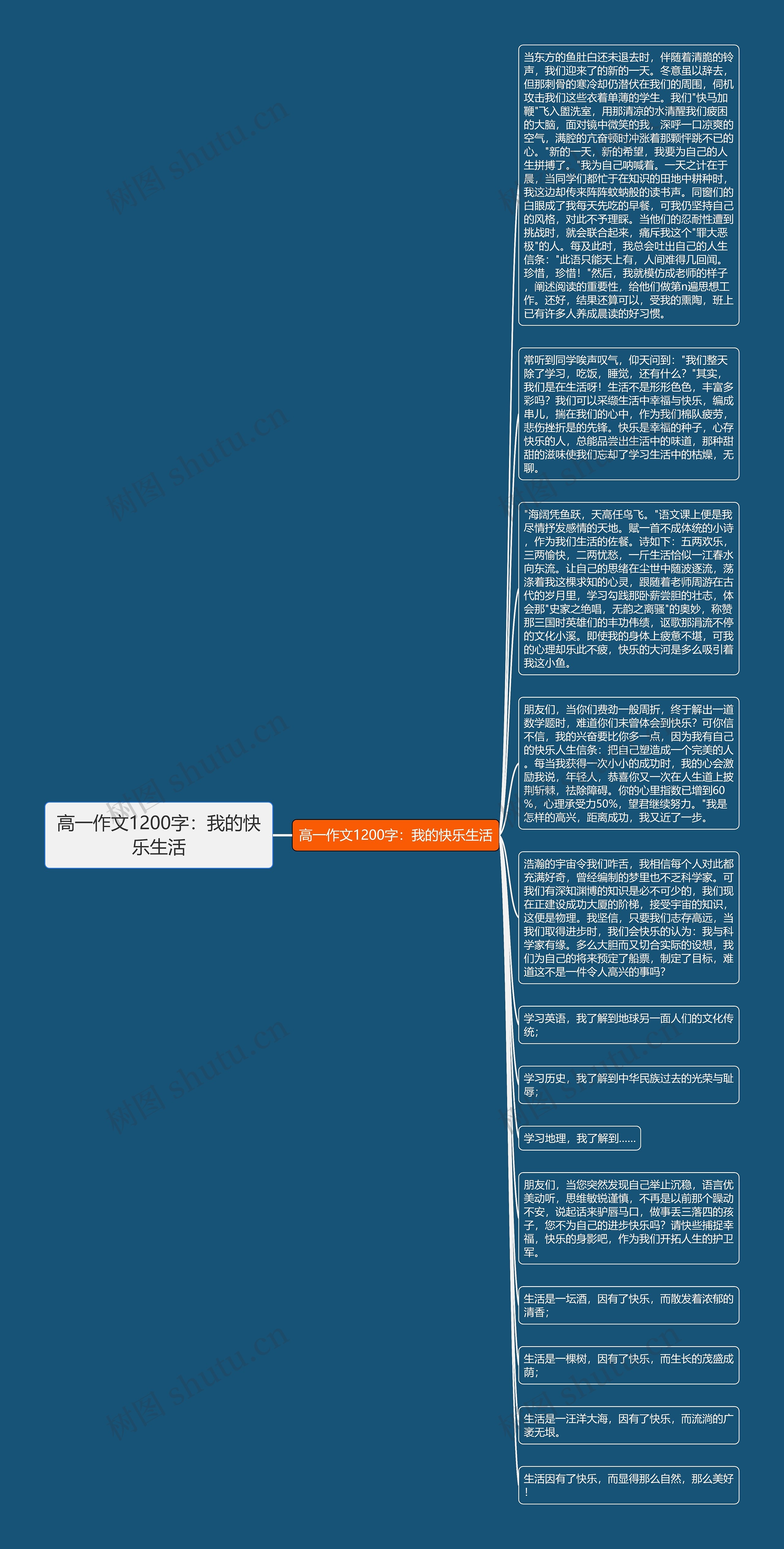 高一作文1200字：我的快乐生活思维导图