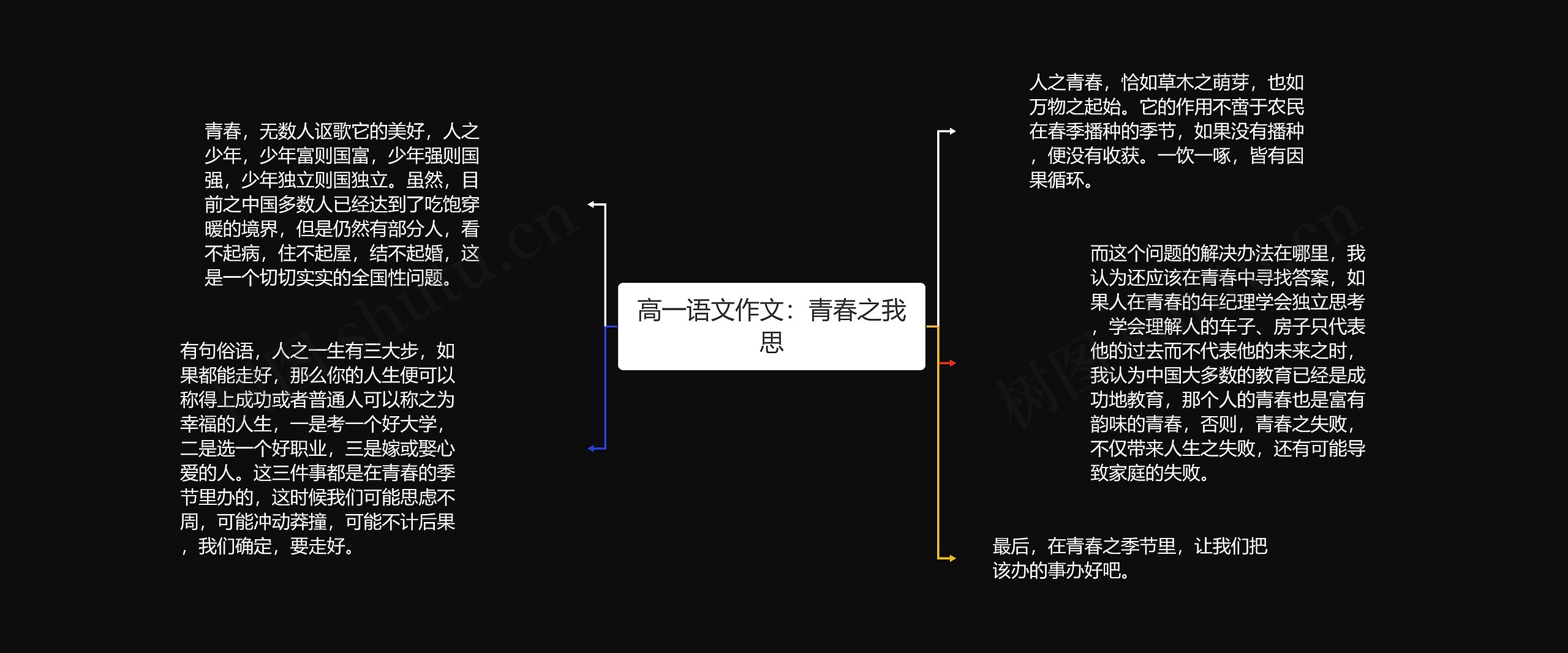 高一语文作文：青春之我思思维导图