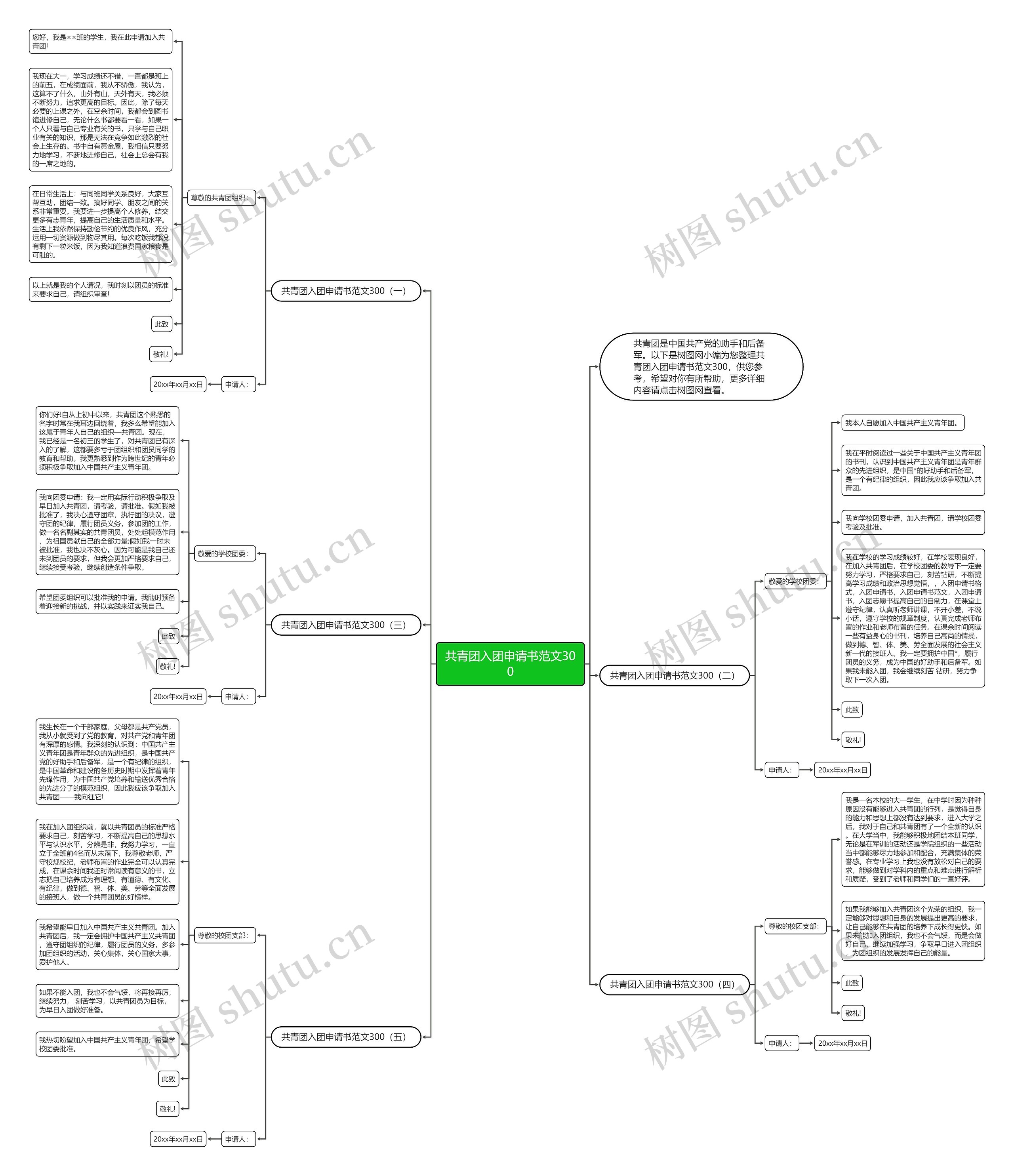共青团入团申请书范文300思维导图