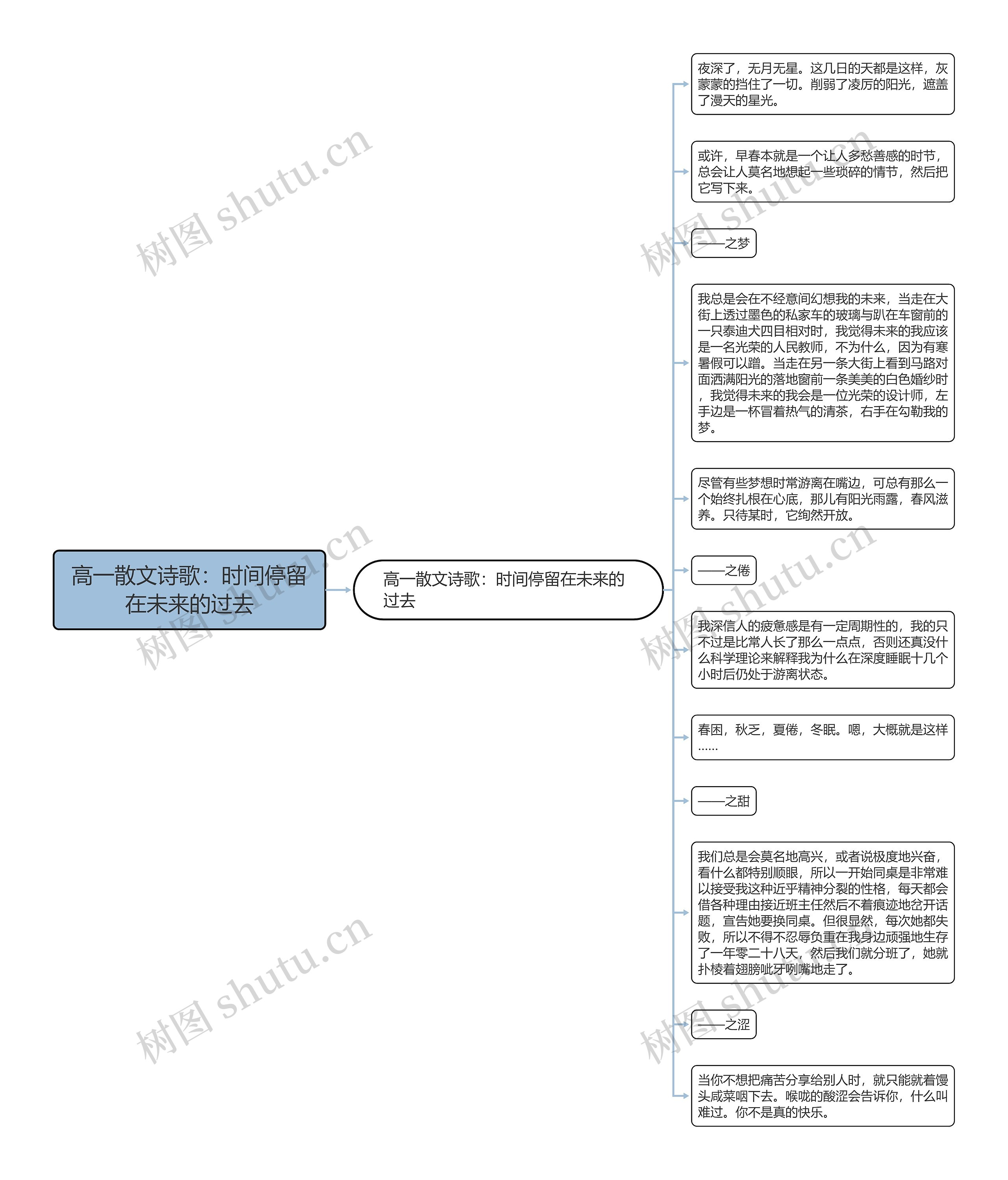 高一散文诗歌：时间停留在未来的过去思维导图