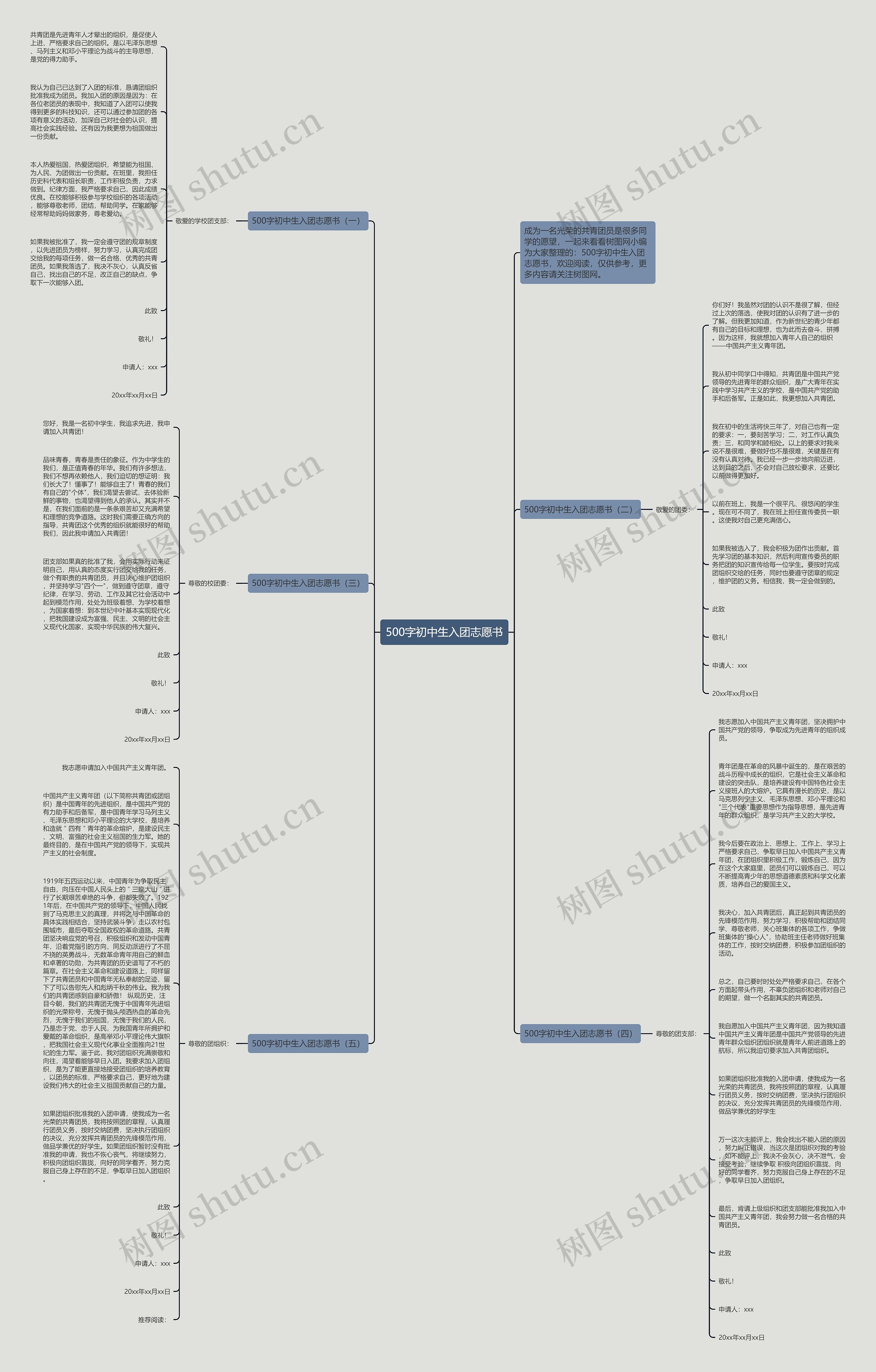 500字初中生入团志愿书思维导图
