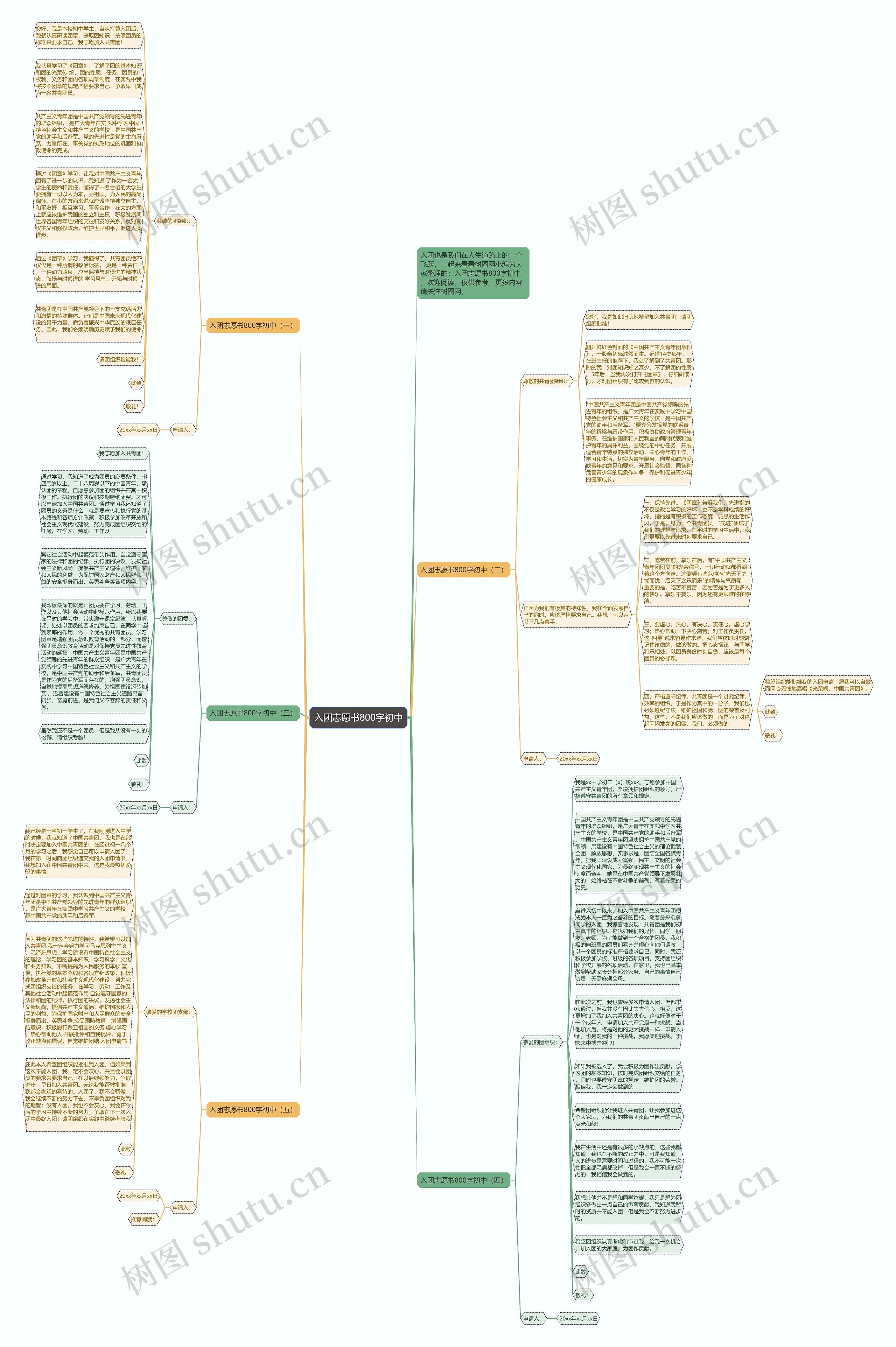 入团志愿书800字初中思维导图