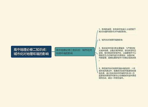 高中地理必修二知识点：城市化对地理环境的影响