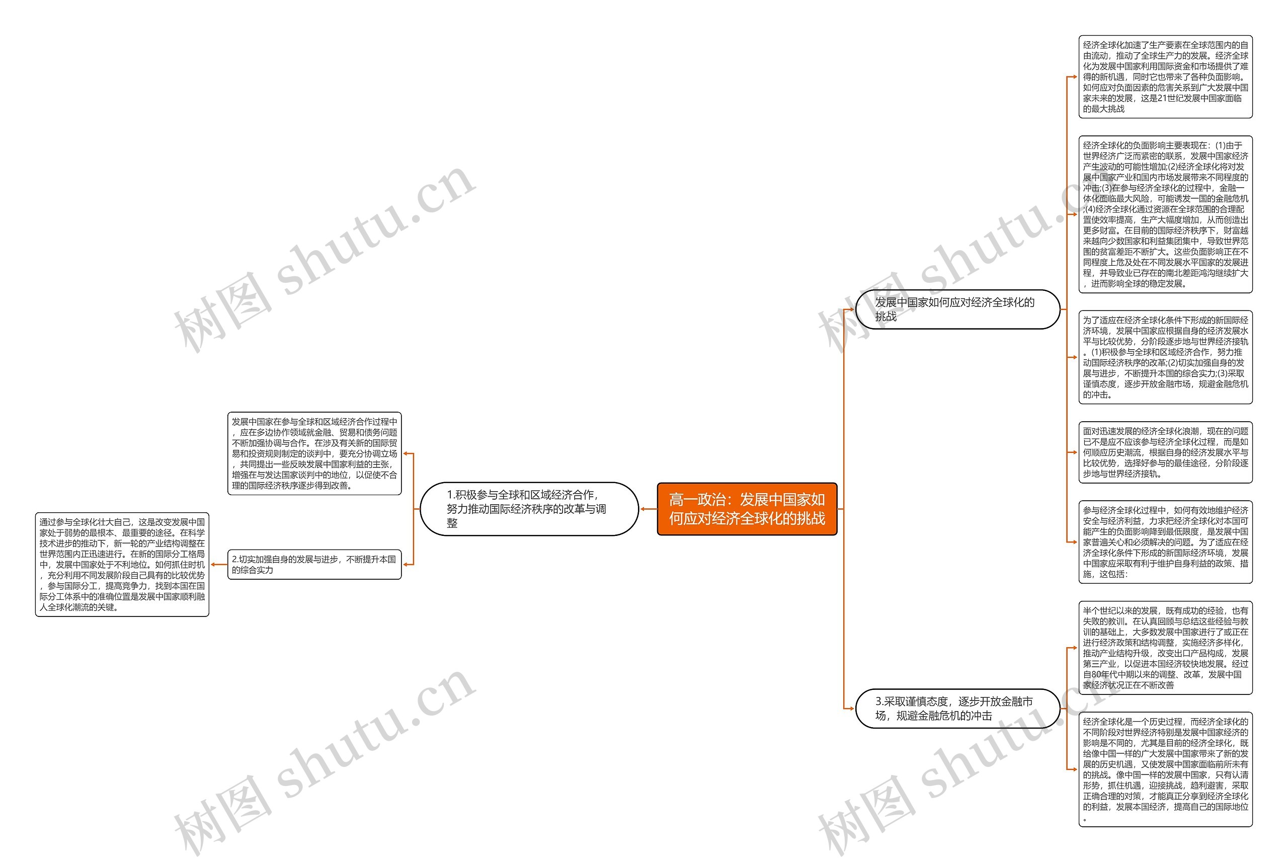 高一政治：发展中国家如何应对经济全球化的挑战思维导图