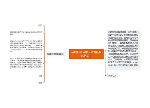 辞职报告范本（销售员规范格式）